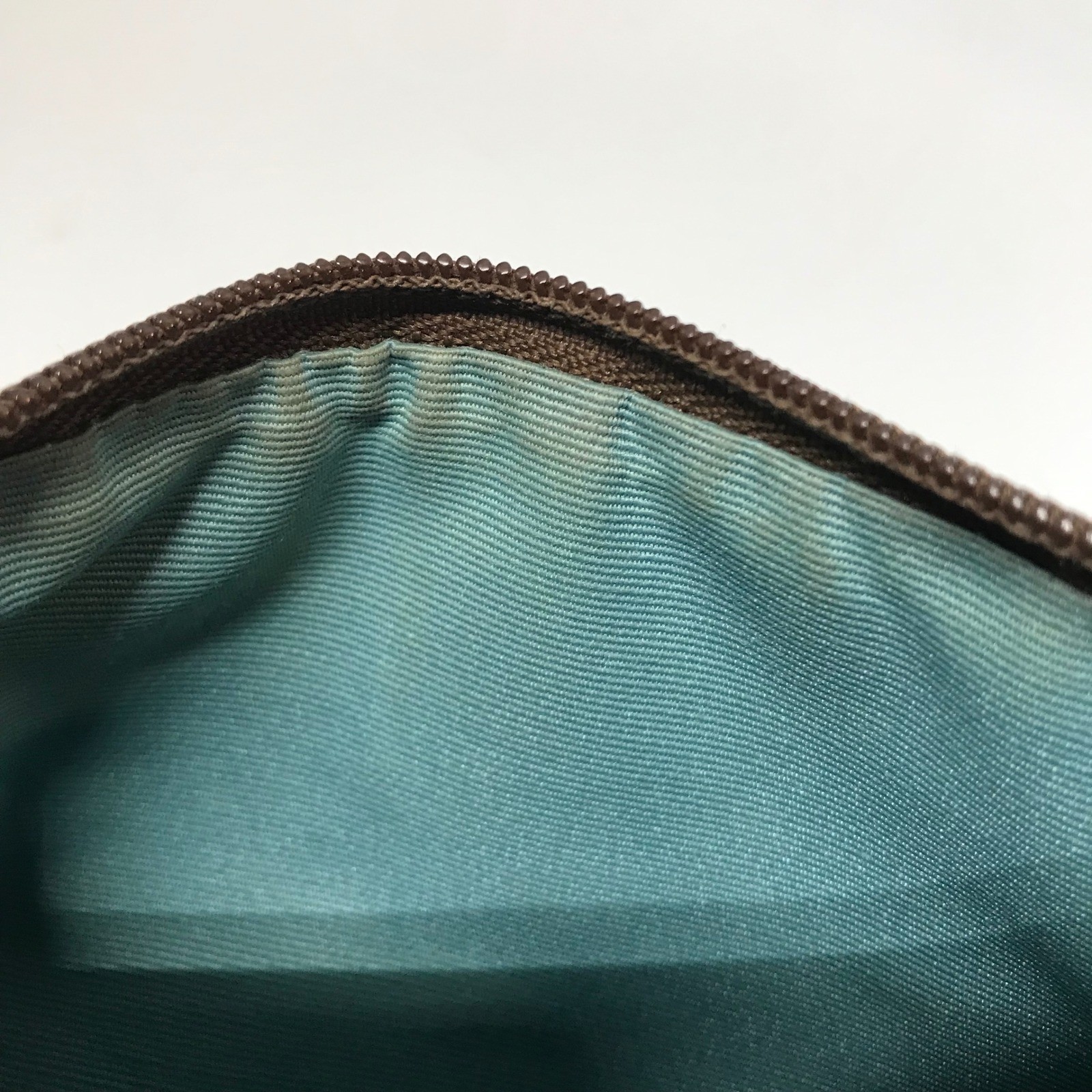 Coach Signature C Patchwork Wristlet Brown Tan Jacquard Teal Lining Small Bag