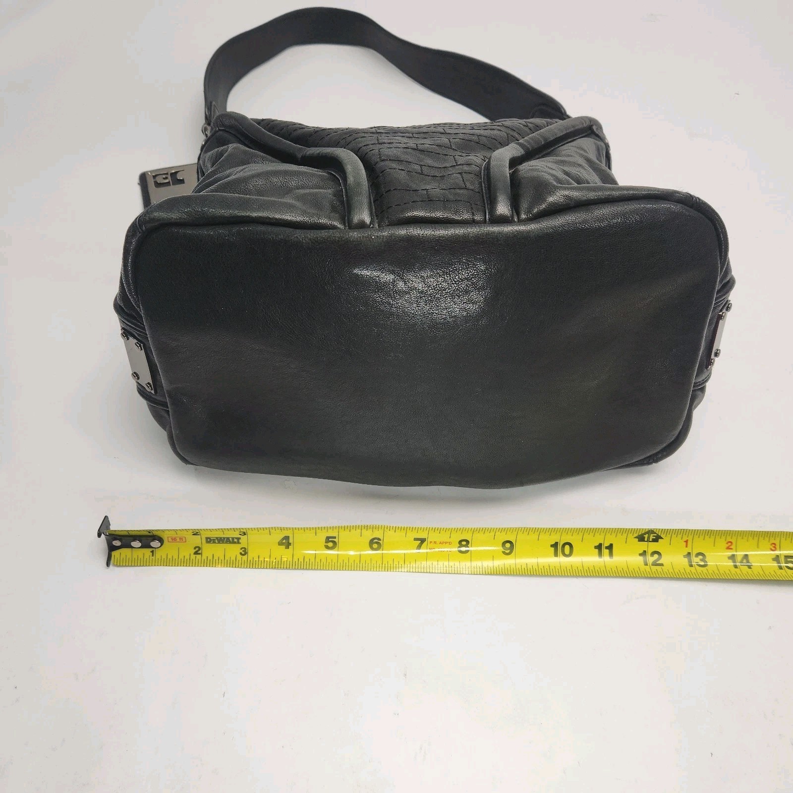 Joe’s Jeans Purse Black Leather Shoulder Bag Metal Studs Biker Hippie Y2K