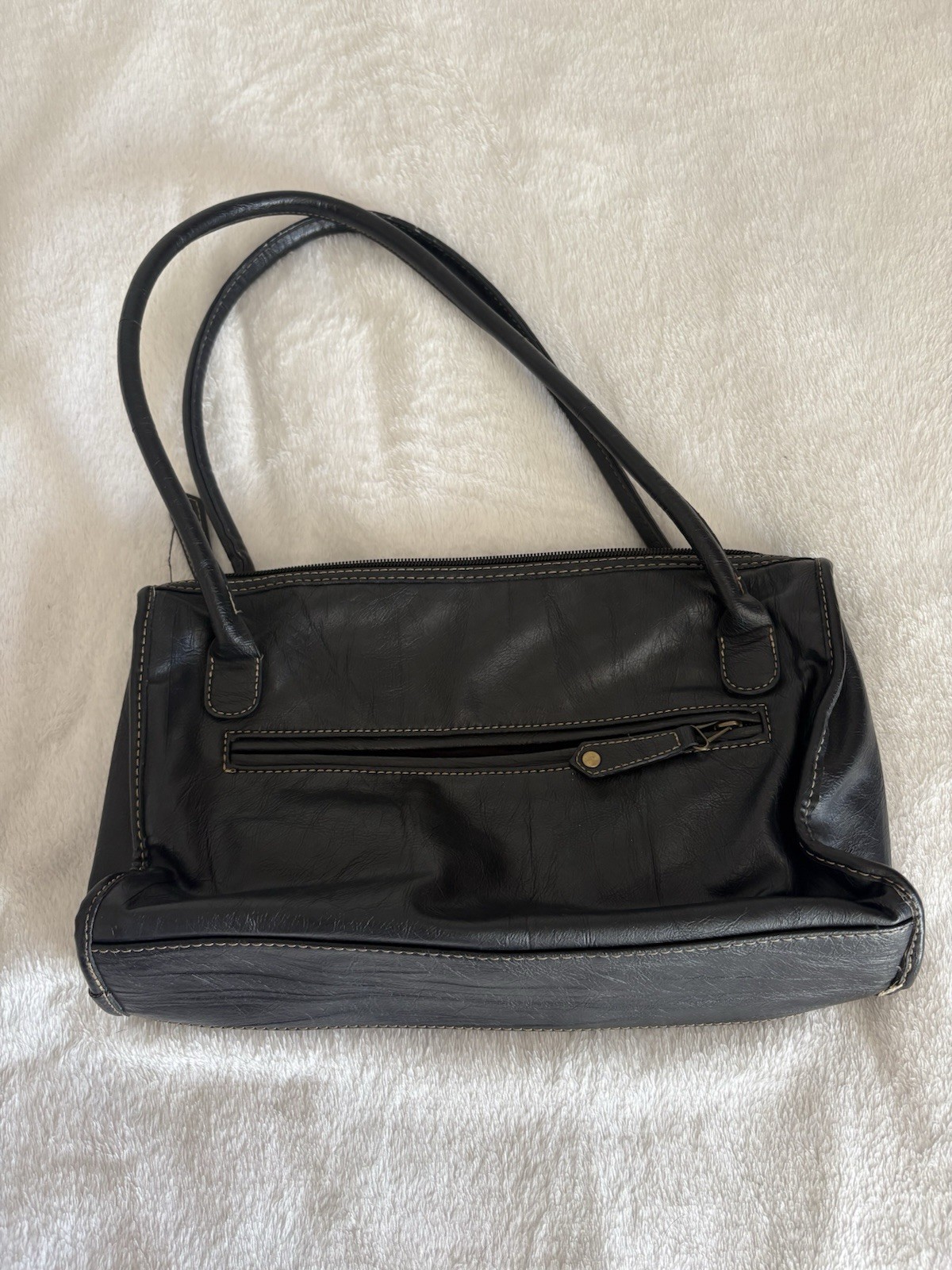 Co Women’s Black Studded Medium Shoulder Bag Zip Closure Gold leather