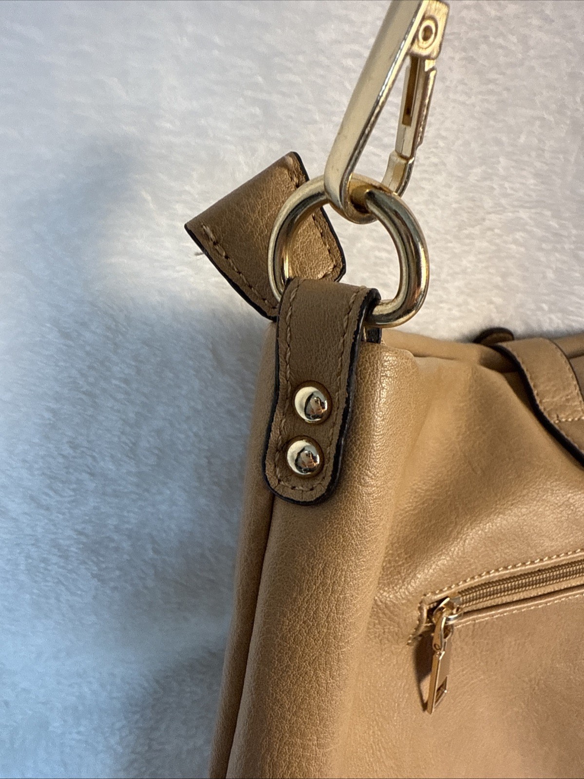 Coco+Carmen Vegan leather bag with gold brads and tassle – cross body
