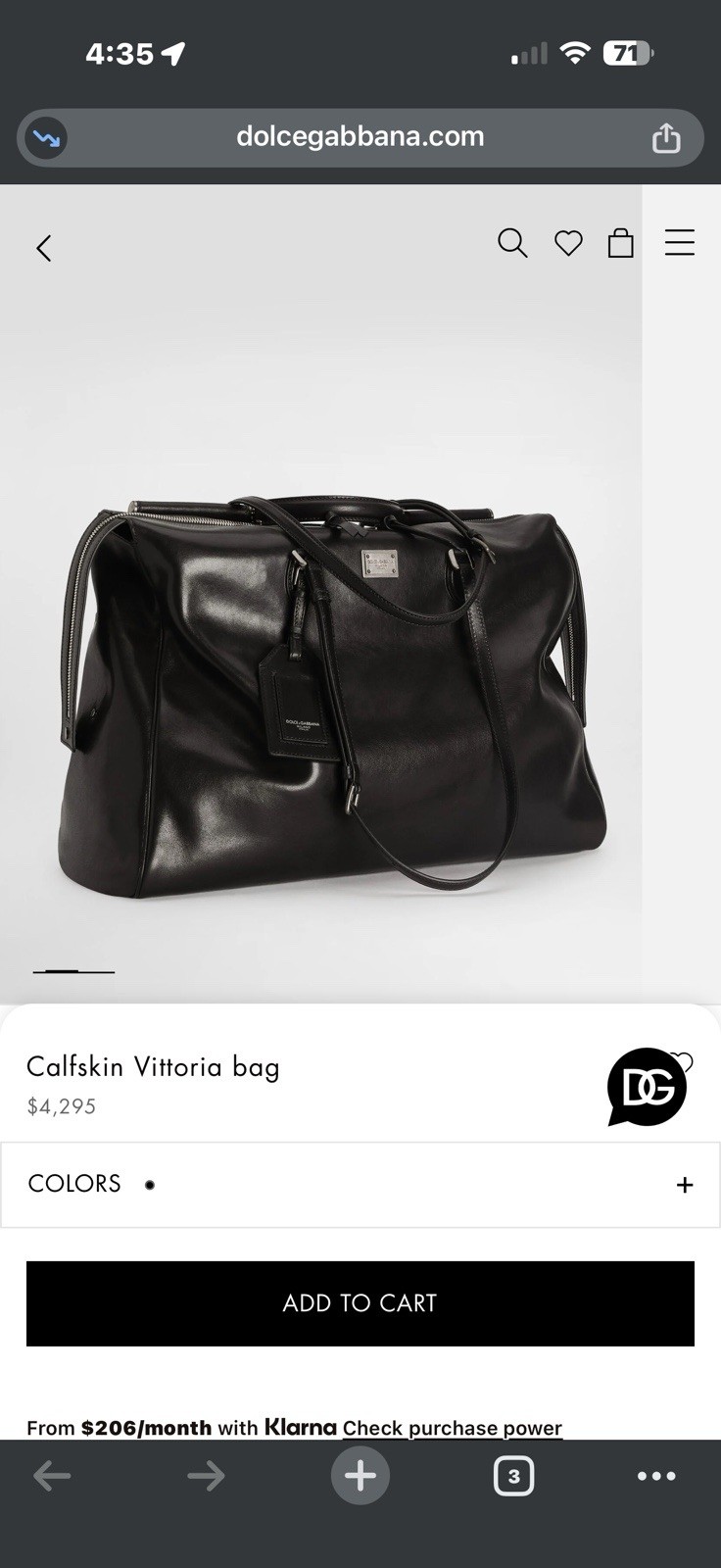 Dolce & Gabbana Vittoria Calfskin Bag – BRAND NEW