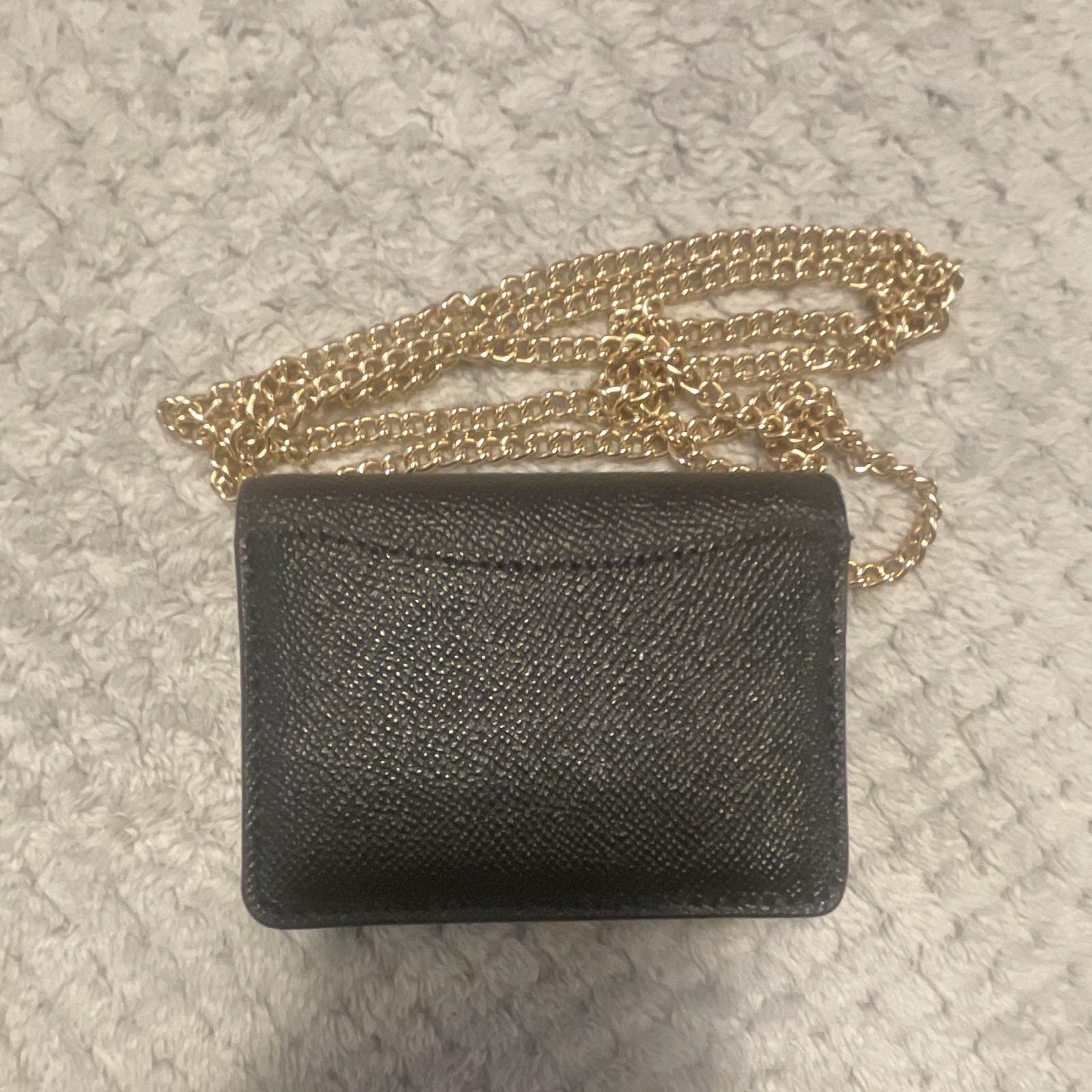 Coach Black Small Textured Crossbody Bag Gold Chain Strap Snap, Detachable