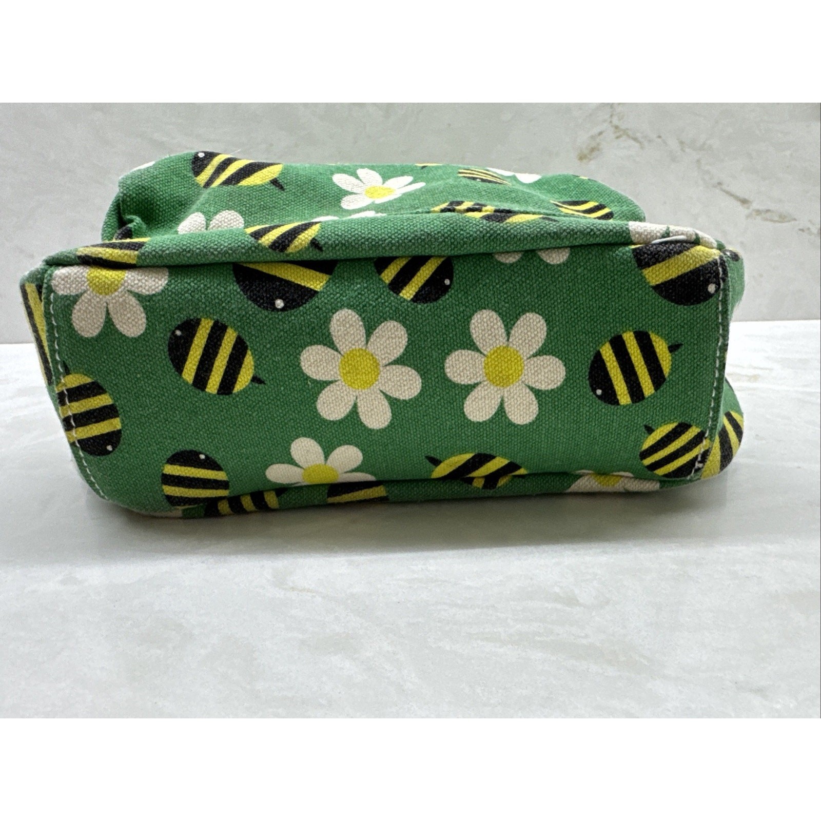 Bungalow 360 Adult Mini Green Backpack Bumblebees Flowers Durable Cotton Canvas
