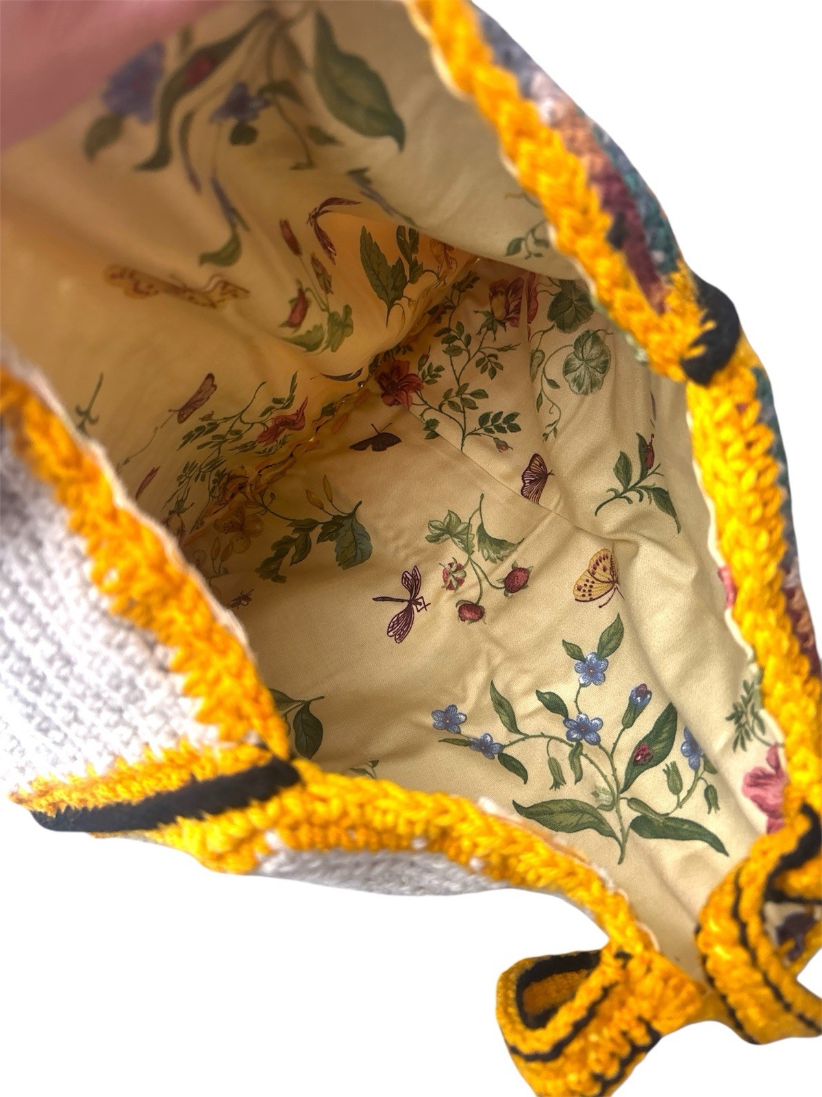 Artisan-made Multi color mustard Crochet Tote Bag Handbag Patchwork design