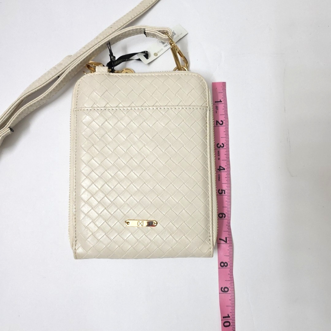 Coco+Carmen Cream Crossbody Organizer Wallet Purse Herringbone Adjustable Strap