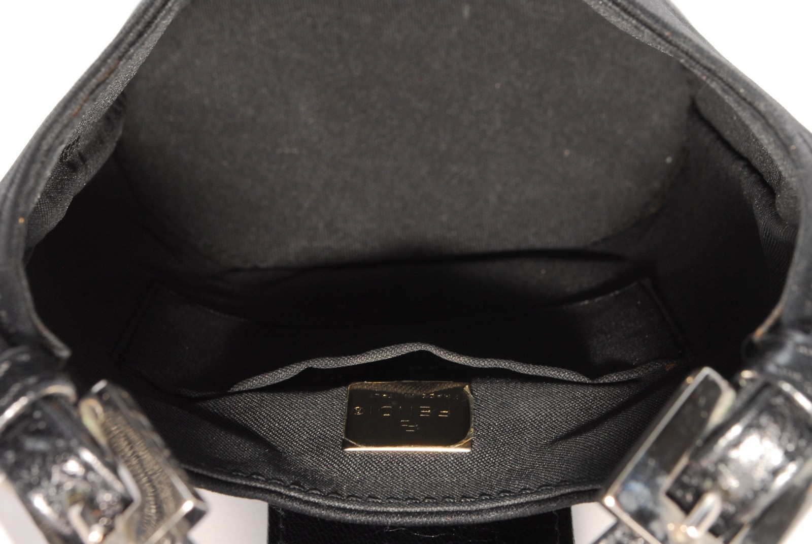 Rare* FENDI Mamma Spandex Nylon Leather Handbag Black