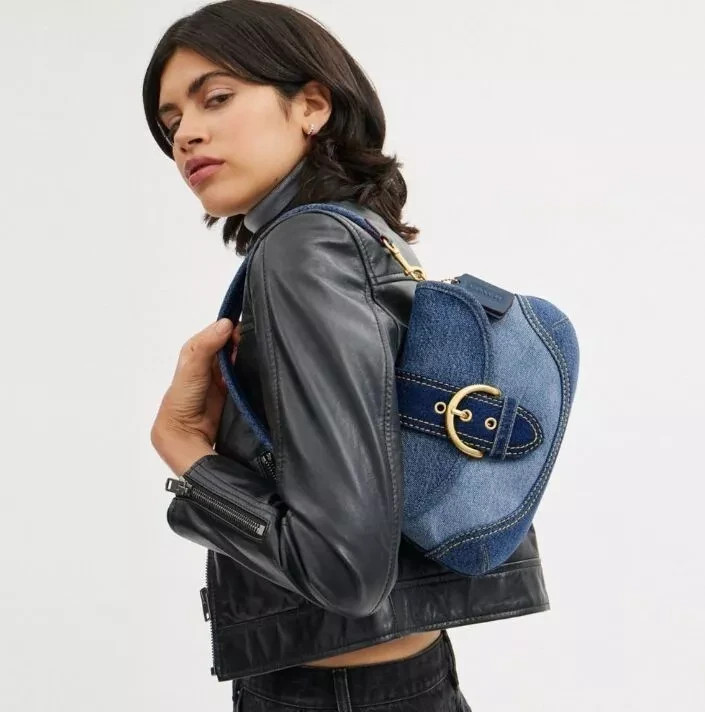 COACH Soho Shoulder Bag Upcycled Repurposed Denim Blue CR737 outlet