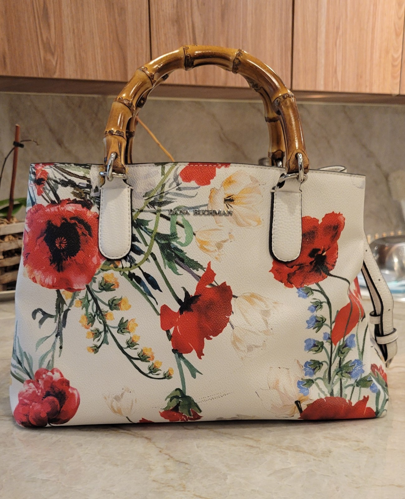 Rare Dana Buchman floral textured large all occasion purse pocketbook & key New
