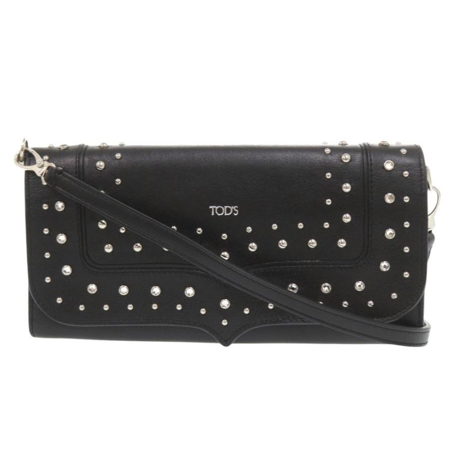 TOD’S Shoulder Wallet Bag: Black W21H10.5D2.5cm w/dust bag strap;