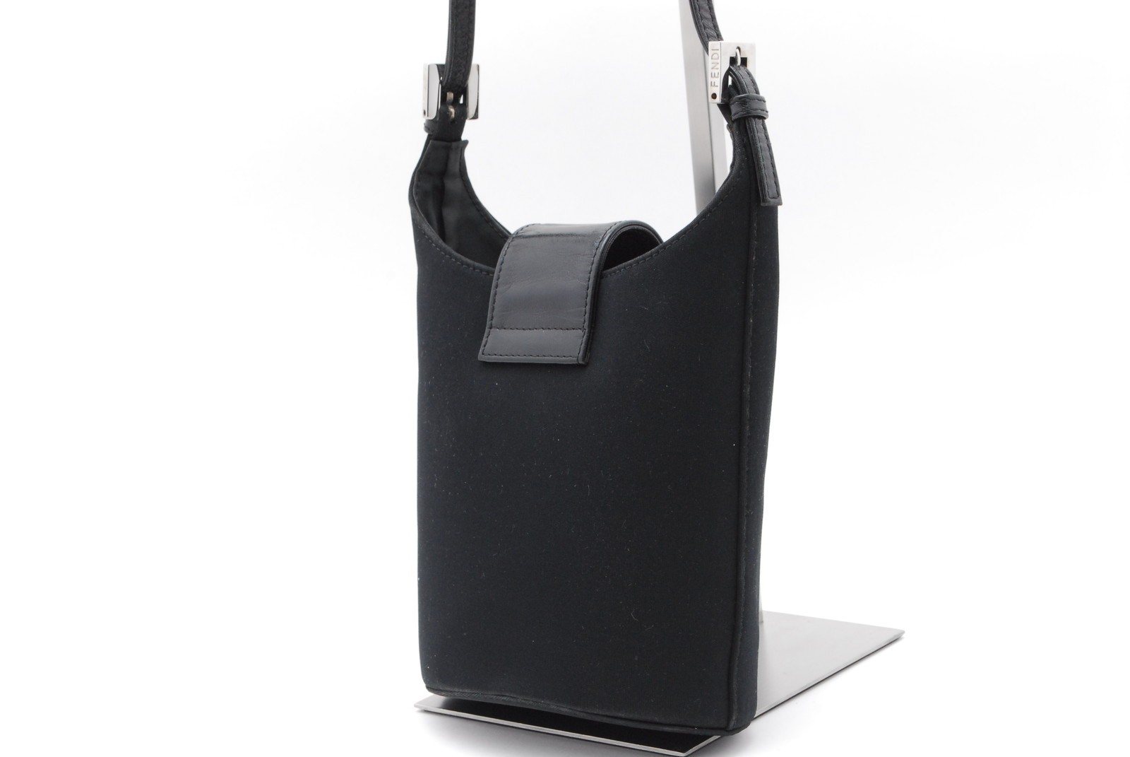 Rare* FENDI Mamma Spandex Nylon Leather Handbag Black