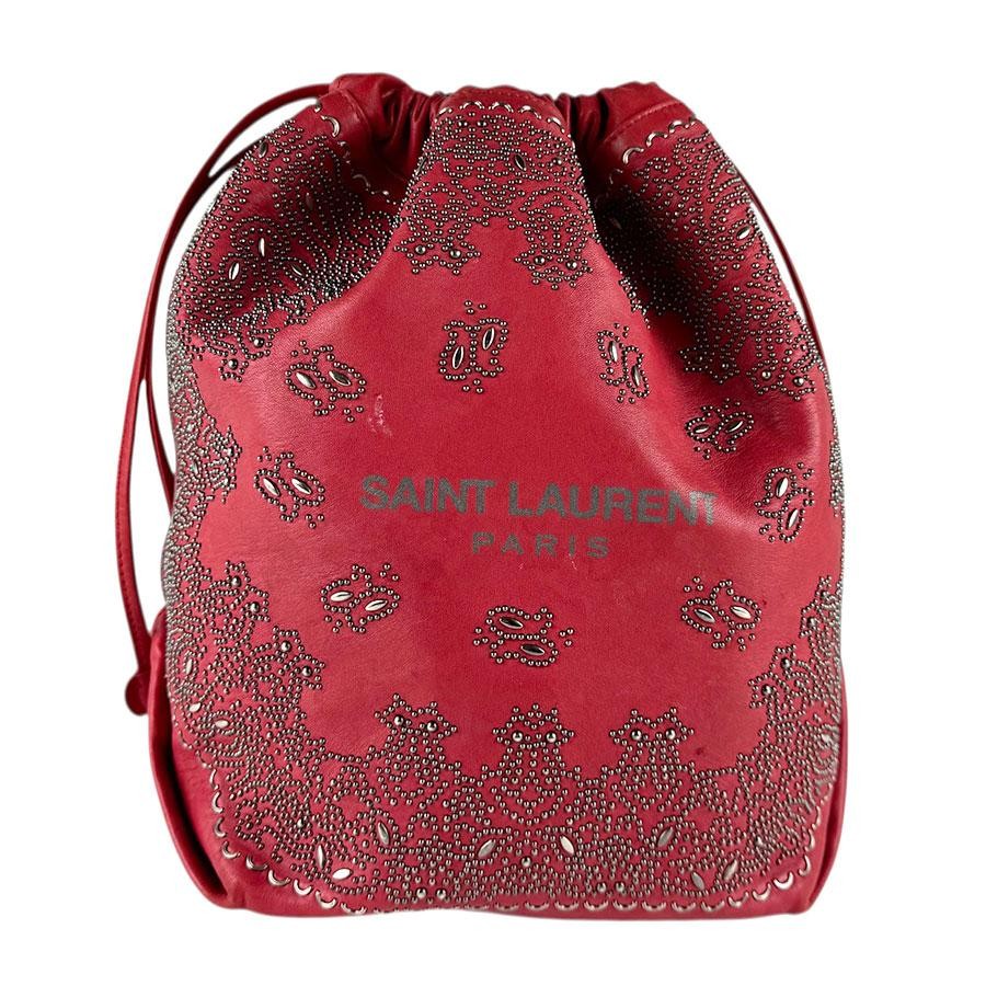 SAINT LAURENT Bag: Leather Metal Red W19H30D17cm w/o accessories;