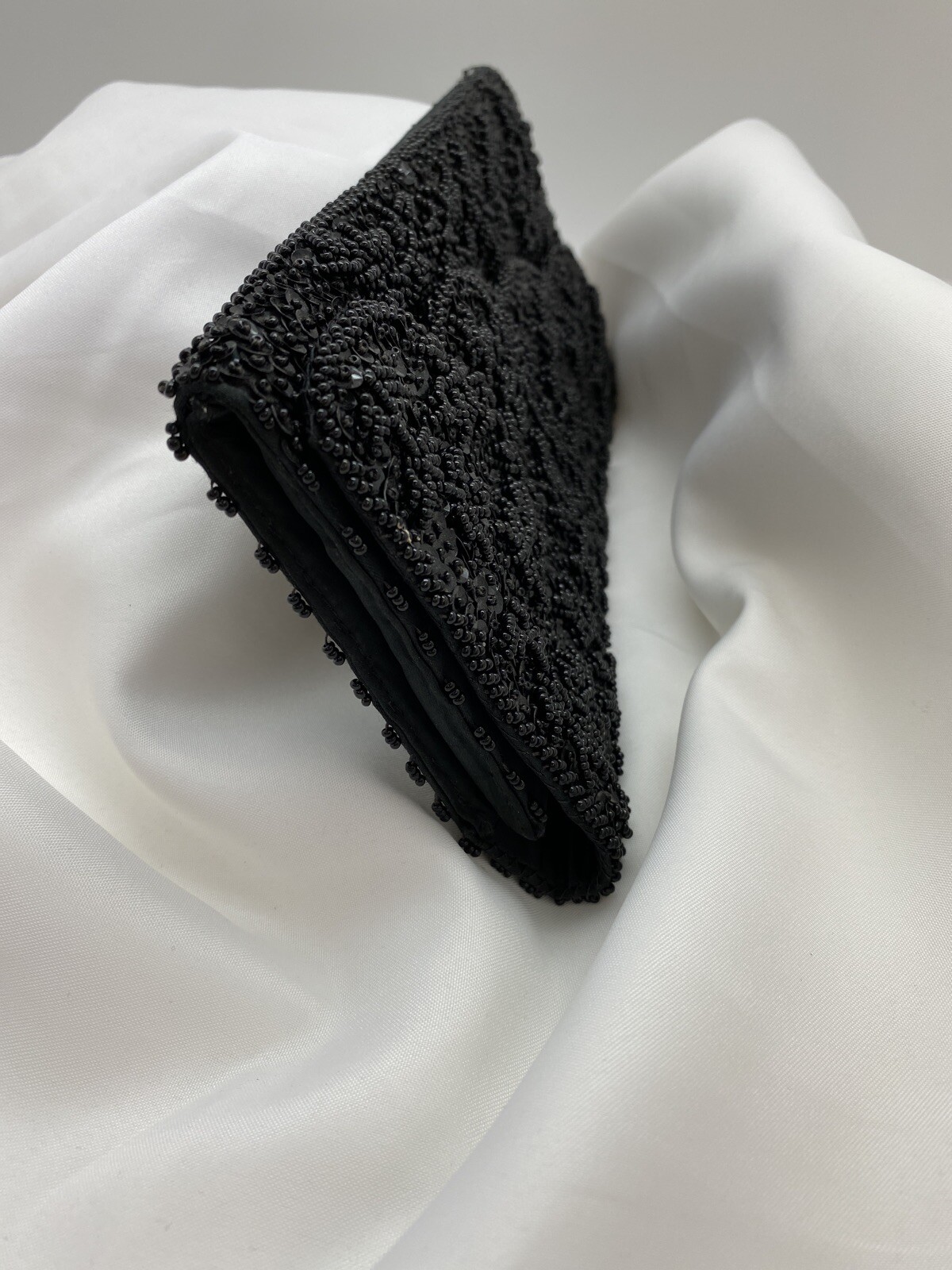 Vintage Beaded Black Clutch Bag-Made for La Regale, LTD 9” X 5”. year1949-1963