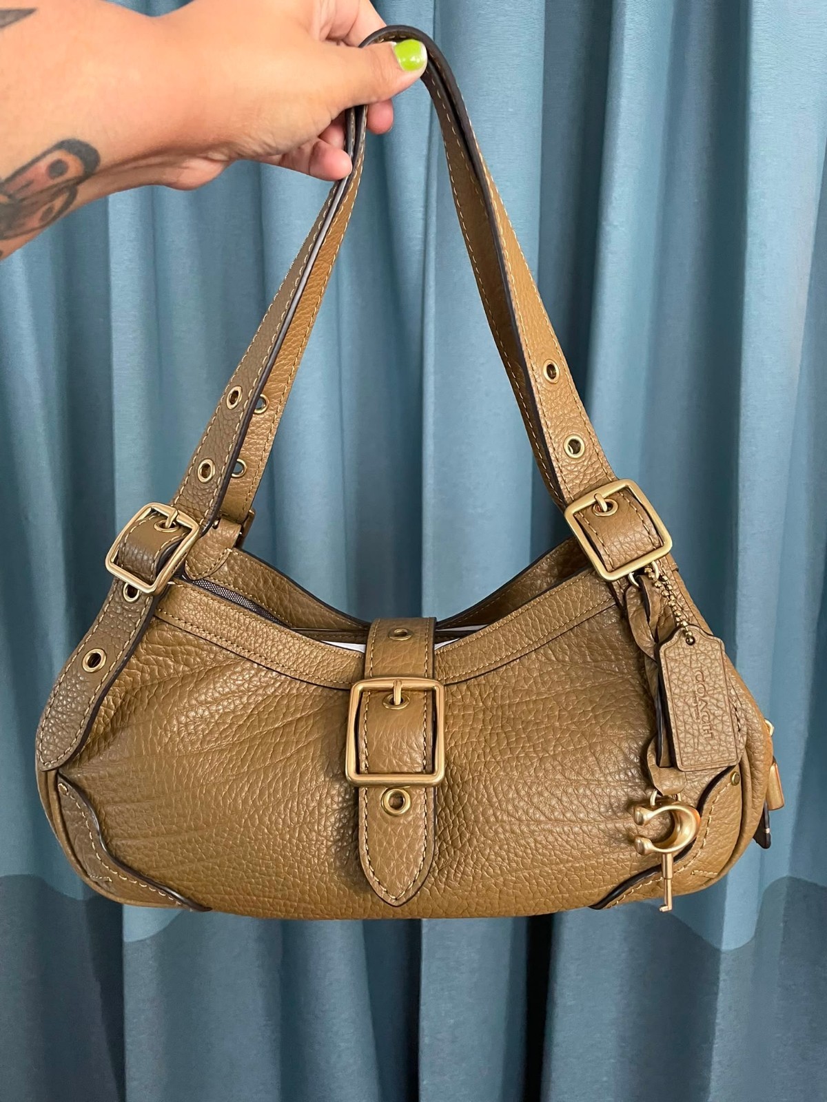 Coach Drifter Shoulder Bag 31 – Muted Olive CFM45 – Textured Pebbled Leather NWT