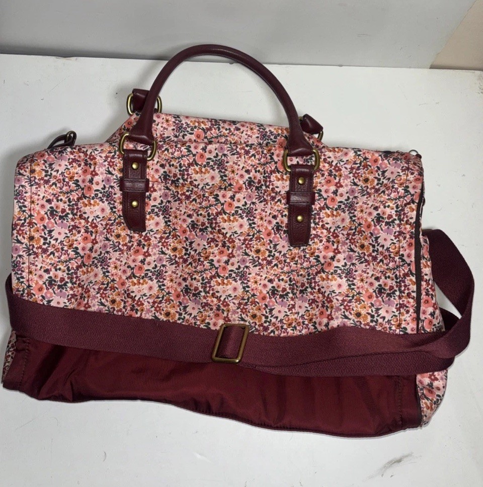 Fossil Floral Weekender Bag Dillon Travel Overnight Duffle Bag EUC