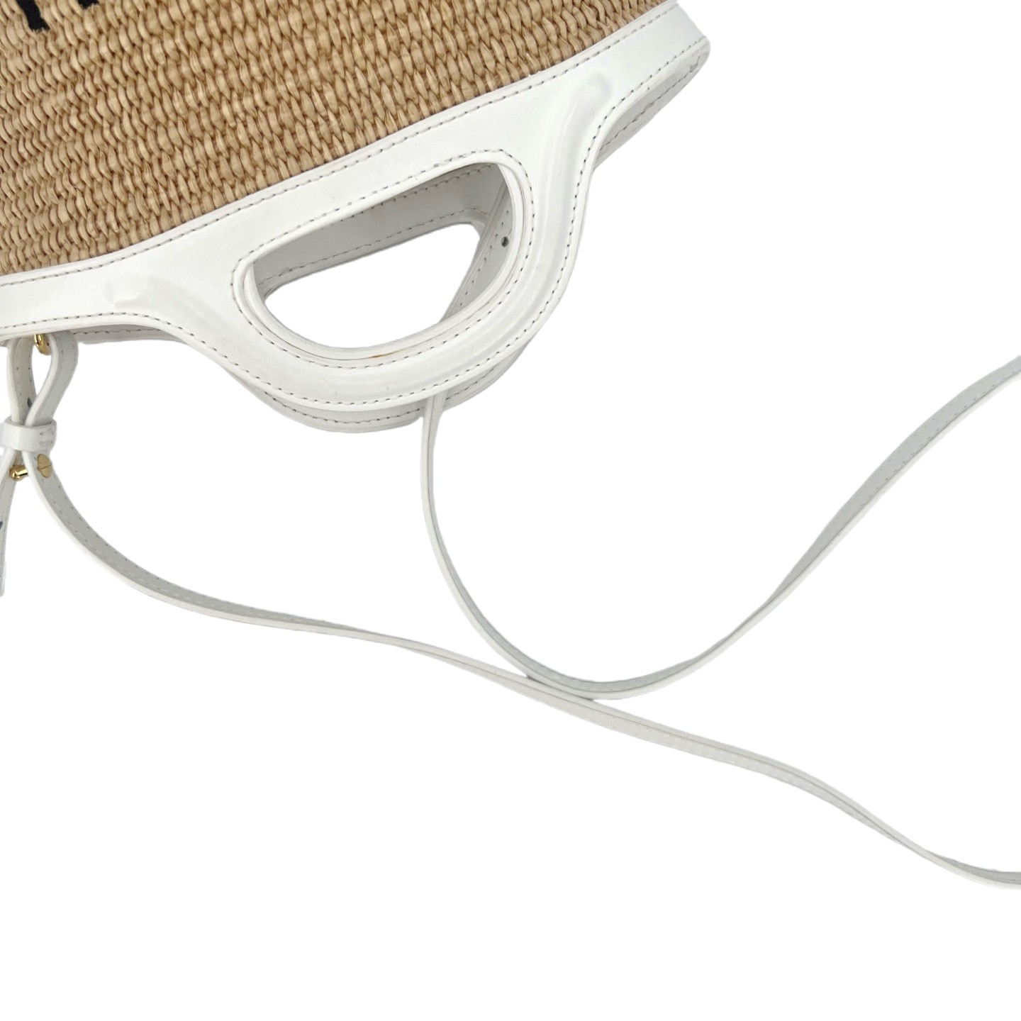 Marni Mini Beige Straw White Leather Gold HW Bucket Bag Duty Paid