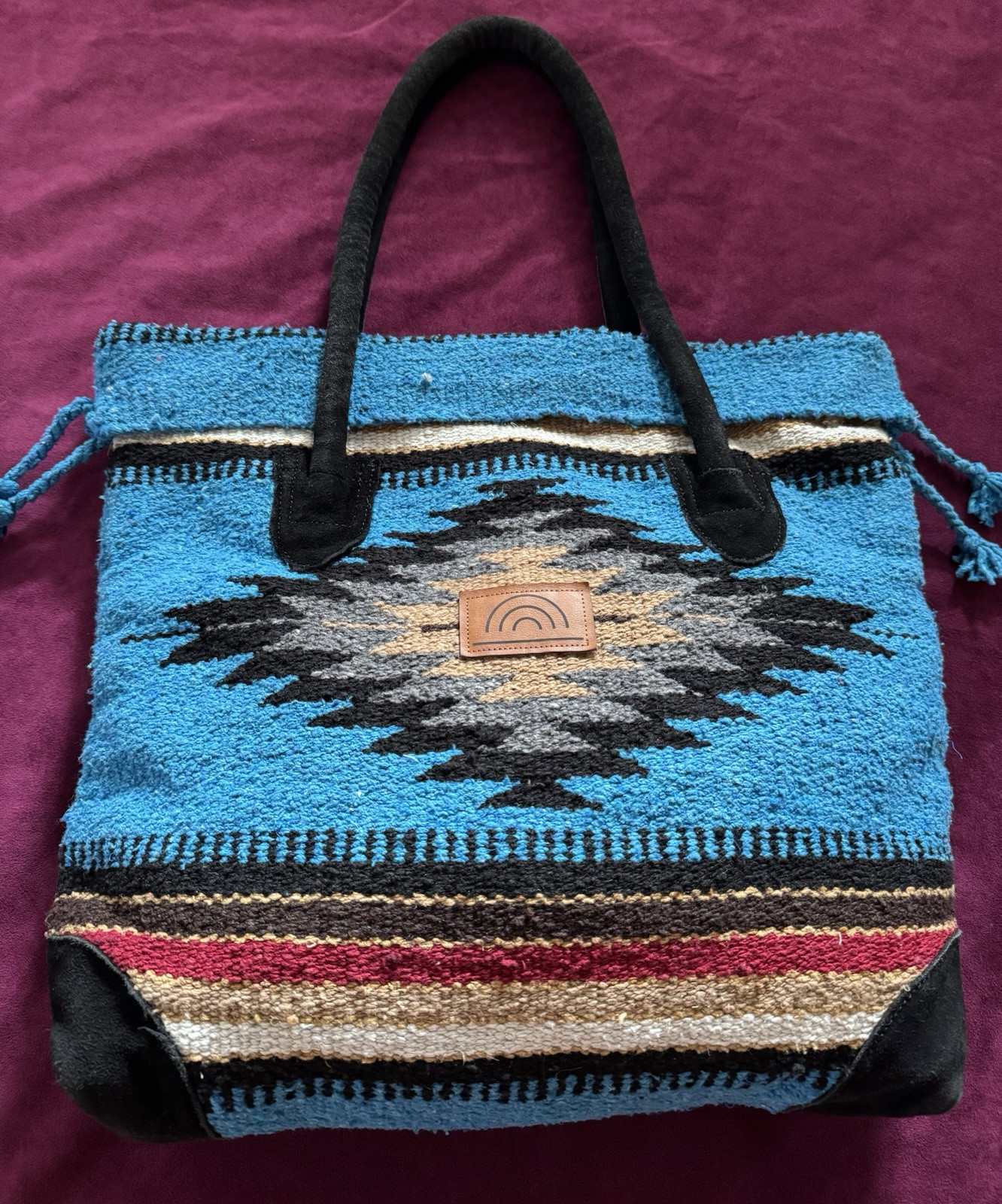 El Paso Saddle Blanket Co Tote Bag Southwest Western Aztec Large Purse 16″×16″