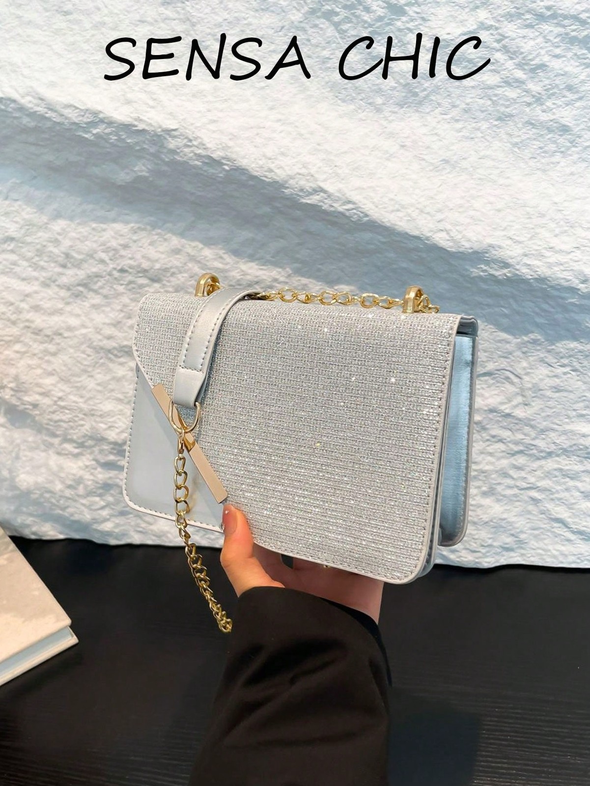 Mini Colorblock Ruched Crossbody Bag Women Metal Chain Shoulder Square Purse