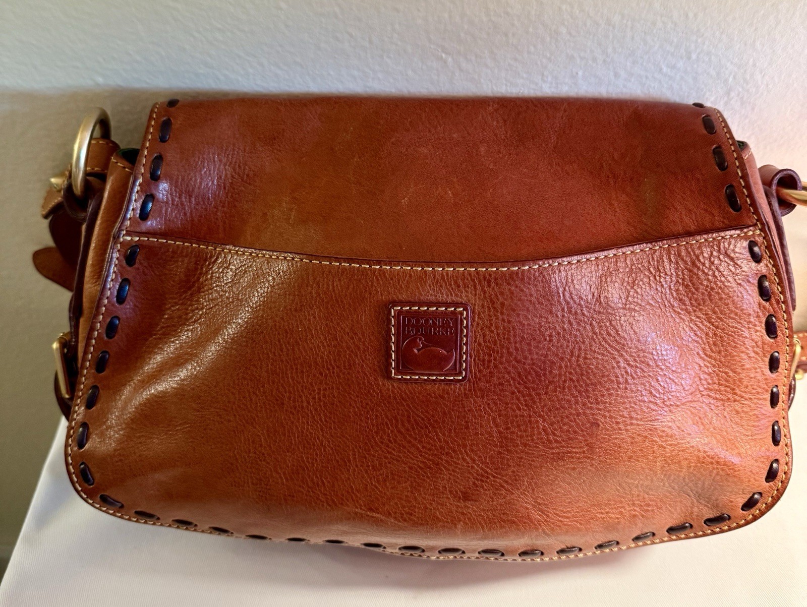 Vintage Dooney & Bourke Equestrian Leather Saddle Shoulder Crossbody Bag