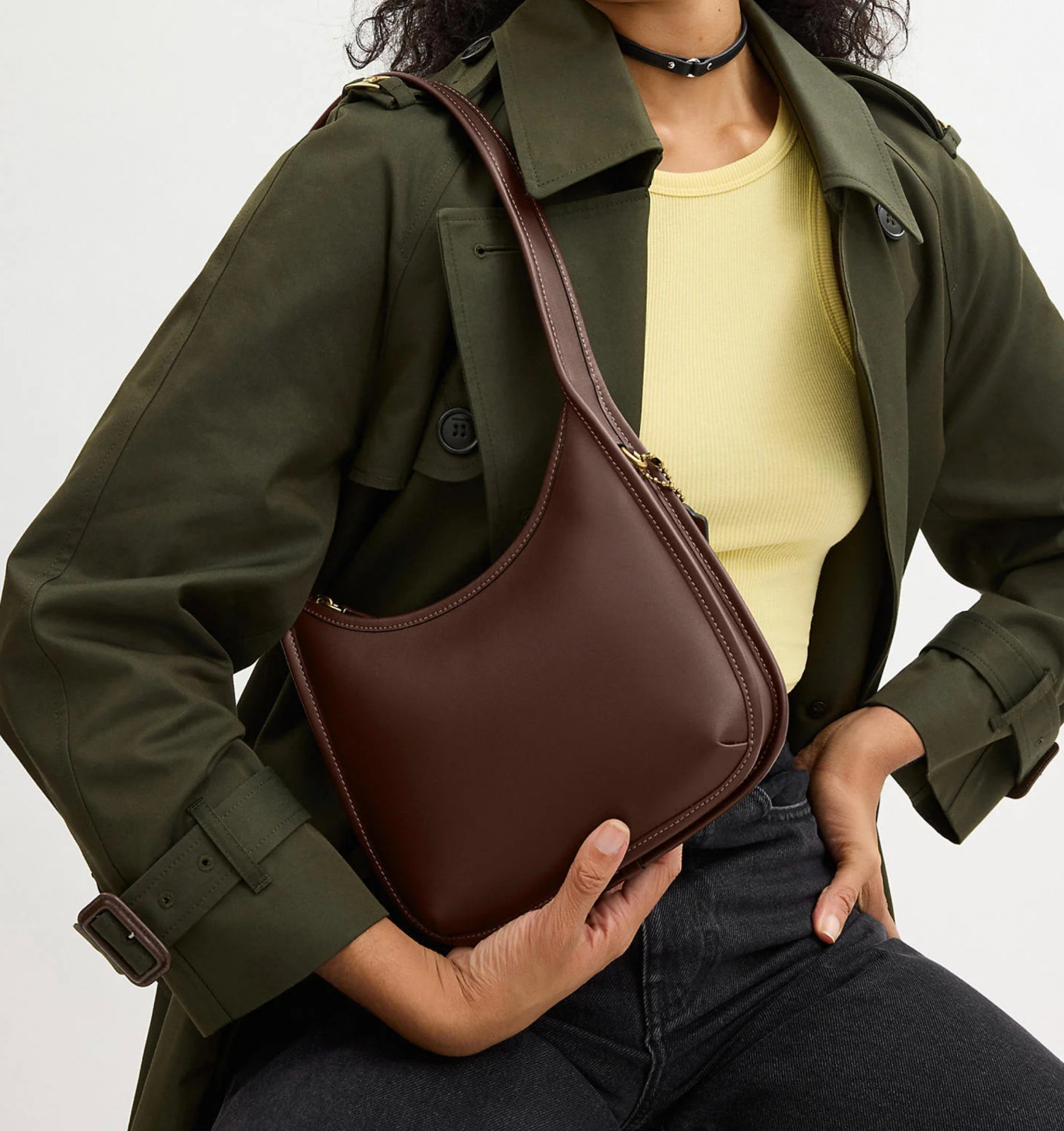 Coach Curve Zip Bag in Maple Glovetanned Leather CAF11 NWT