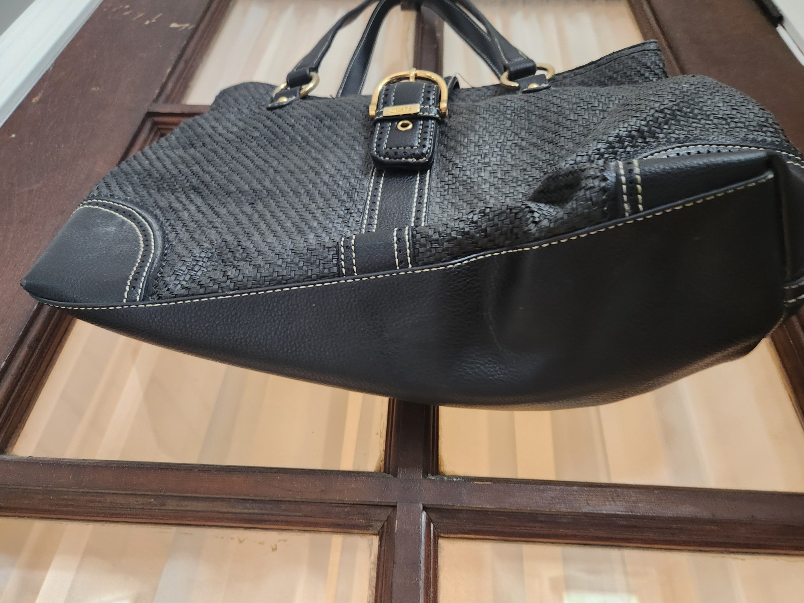 Vintage Chaps Handbag | Black w/Gold Accent | Approx. 17×10.5 in.