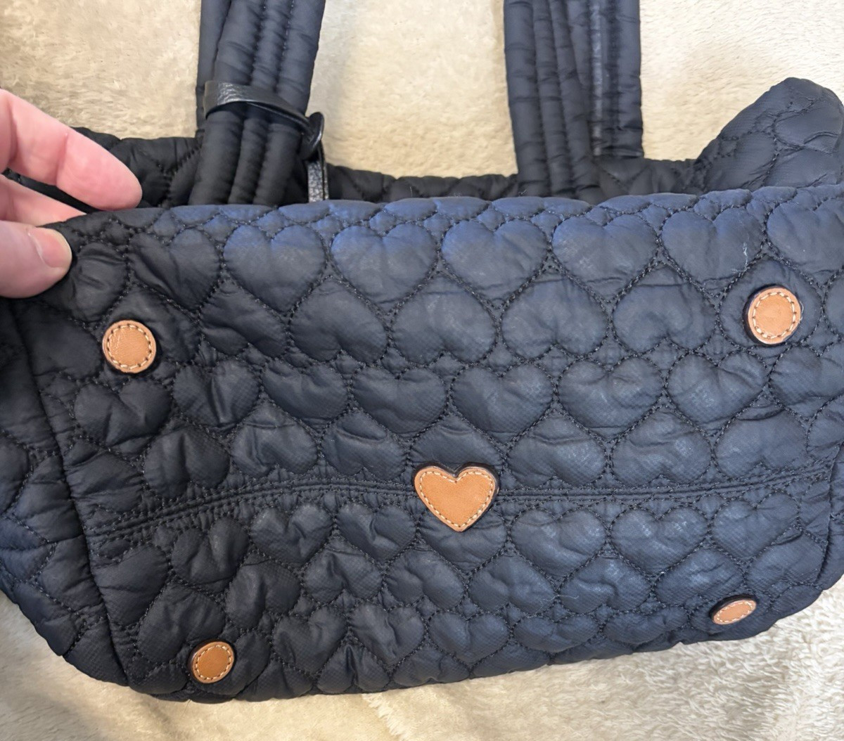 Brighton Black Large Quilted Tote Bag Heart to Heart Collection