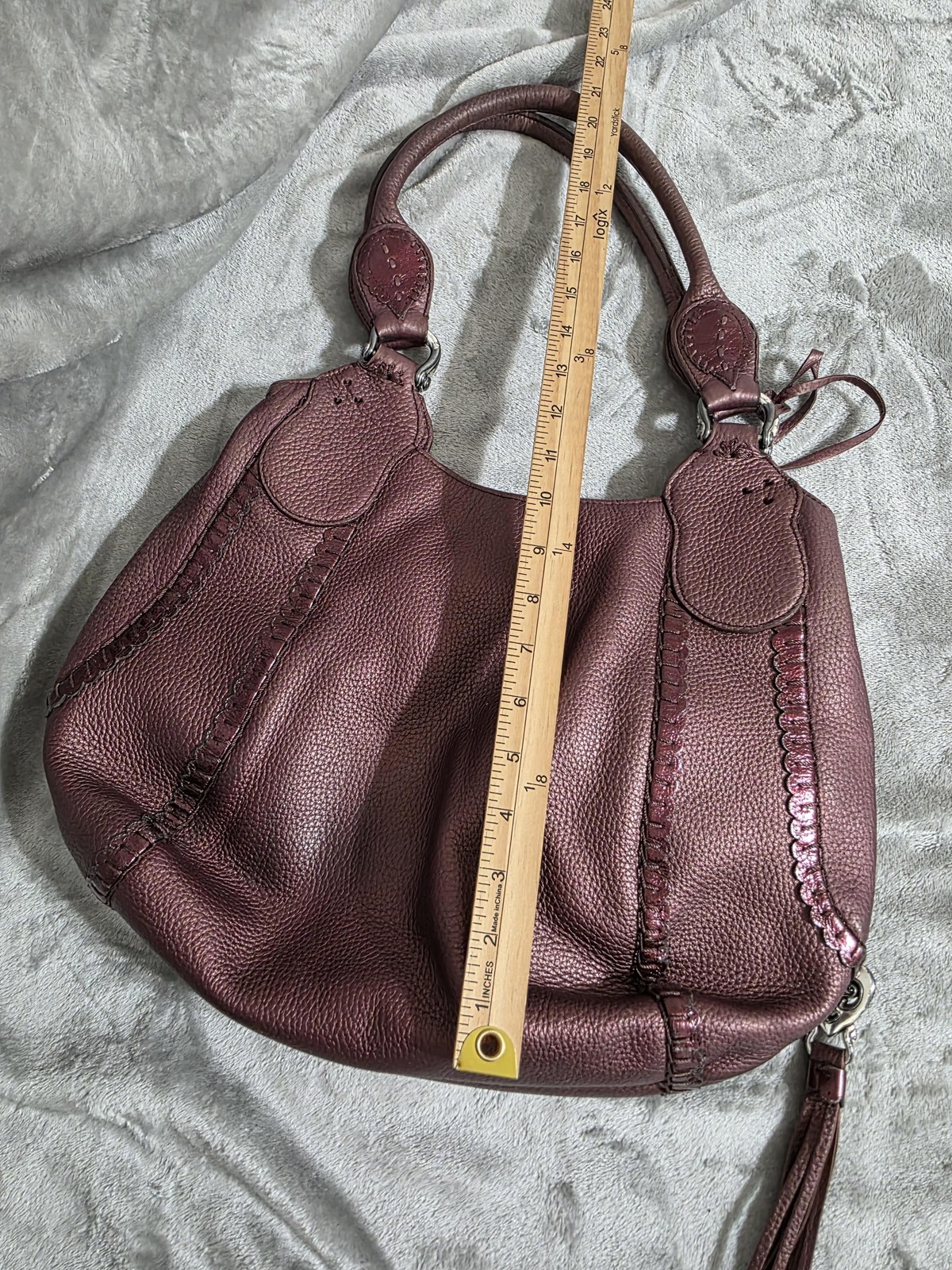 Brighton Plumb Melania Masterpiece Collect 3D Leather Applique Shoulder Handbag