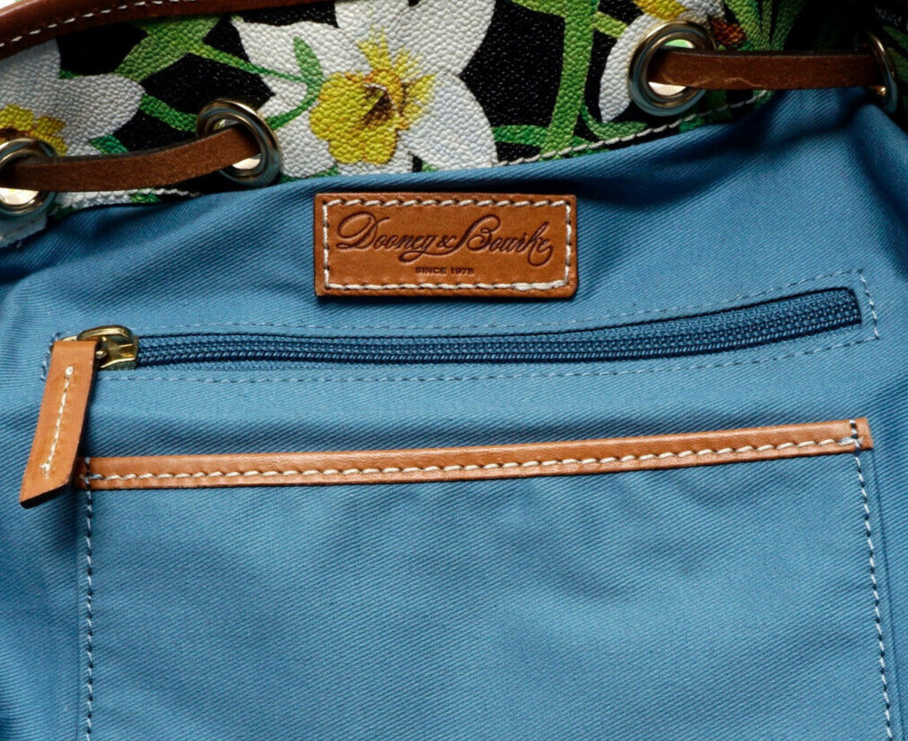 Dooney & Bourke Daffodil Drawstring Bag Black, Yellow, White, Green Bucket Bag