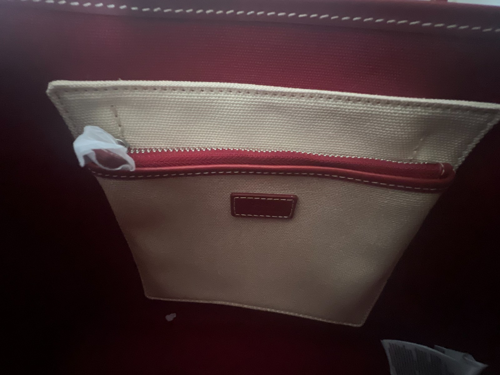 Polo Ralph Lauren Canvas Tote Bag with Polo Bear Patch – Cream & Burgundy (NWT)