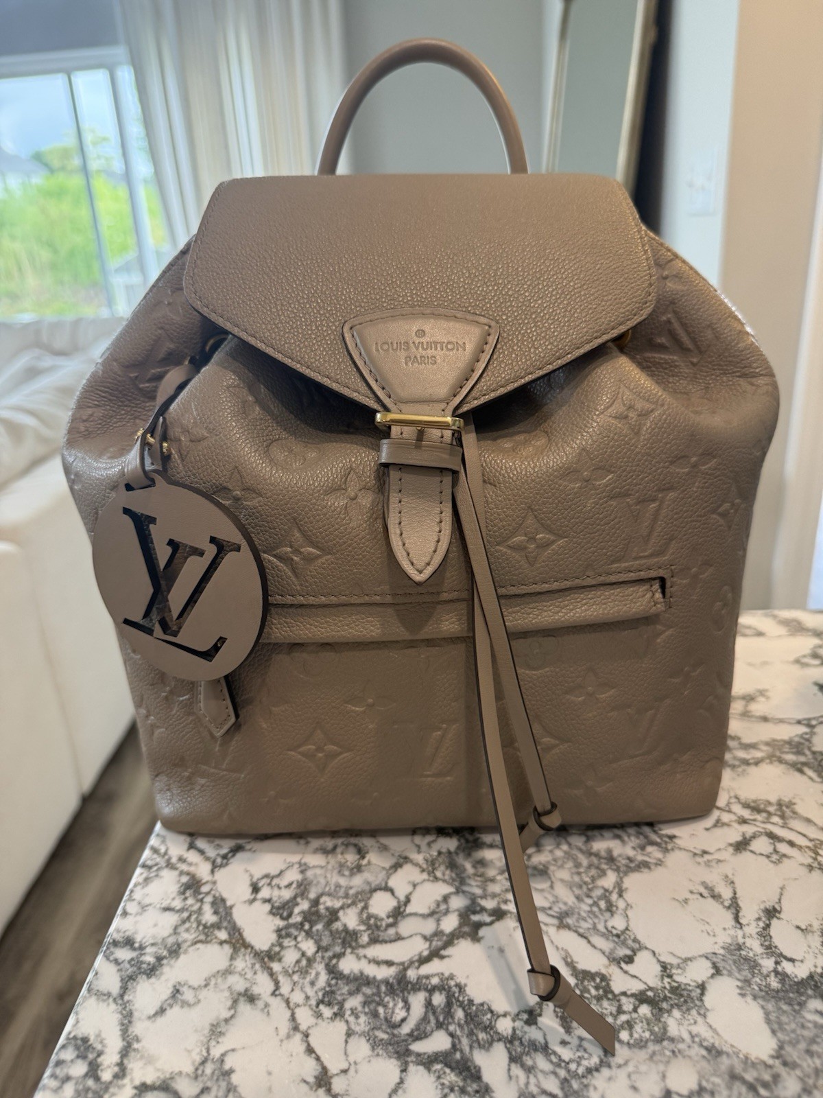 Louis Vuitton Montsouris PM Tourterelle Empreinte Backpack Box Dust Bag