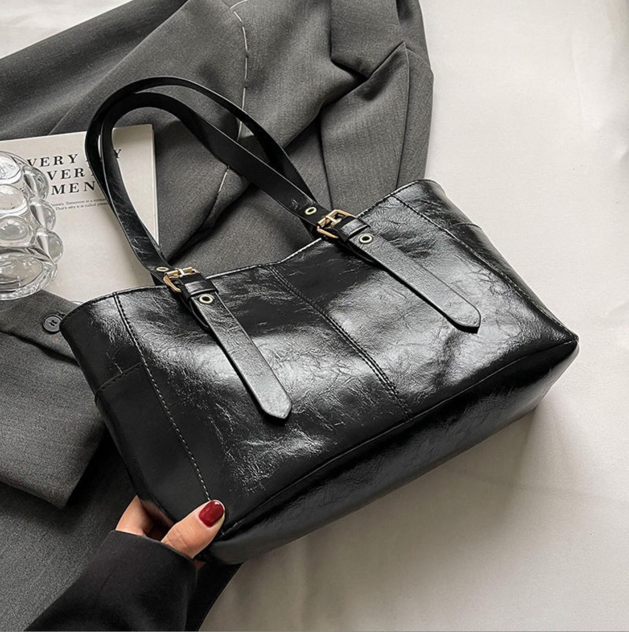 New Women Tote Bags PU Leather Tote Bag Shoulder Purse Top Handle Bag Handbags