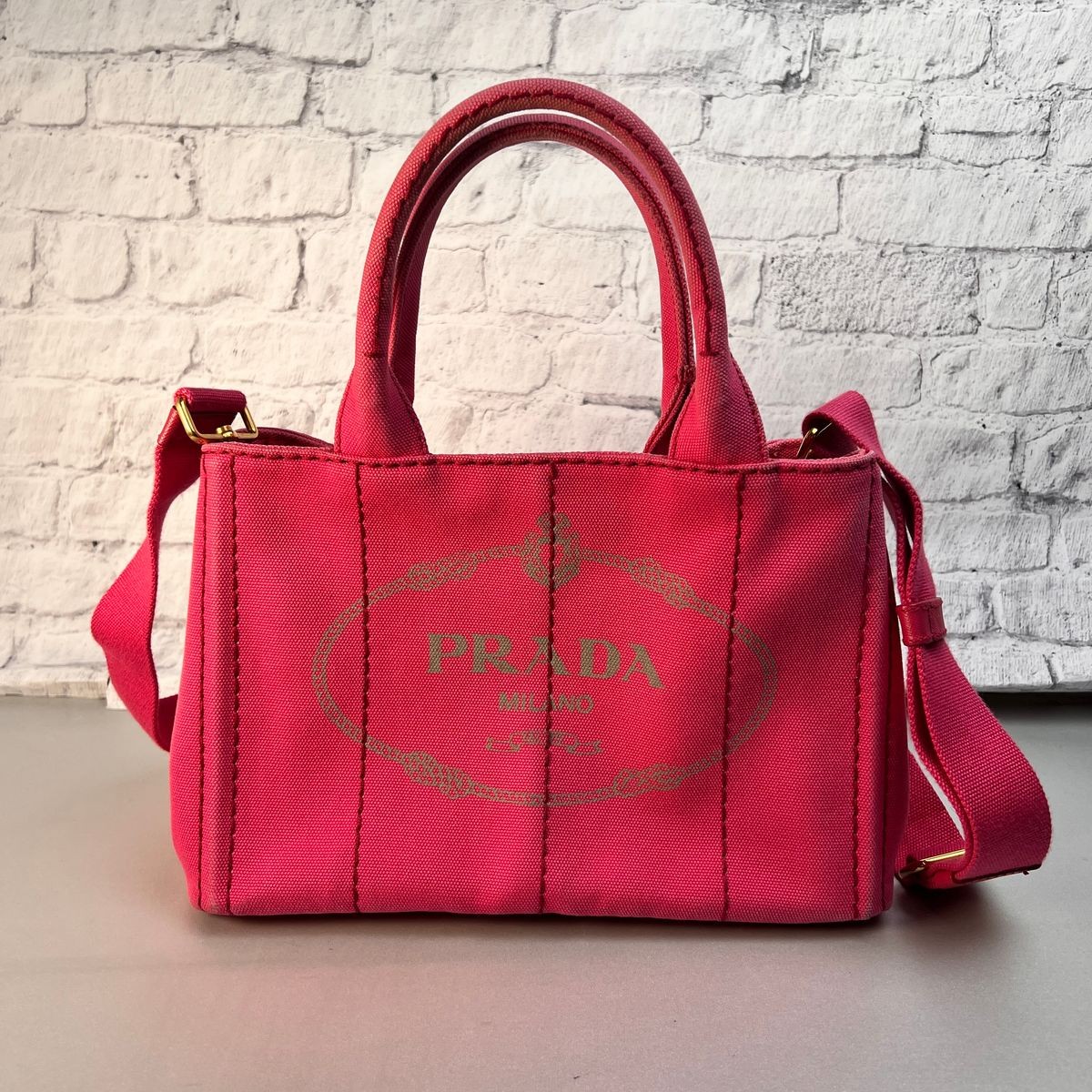 PRADA Bag: Canapa 2WAY Pink W29H19D15cm w/o accessories;
