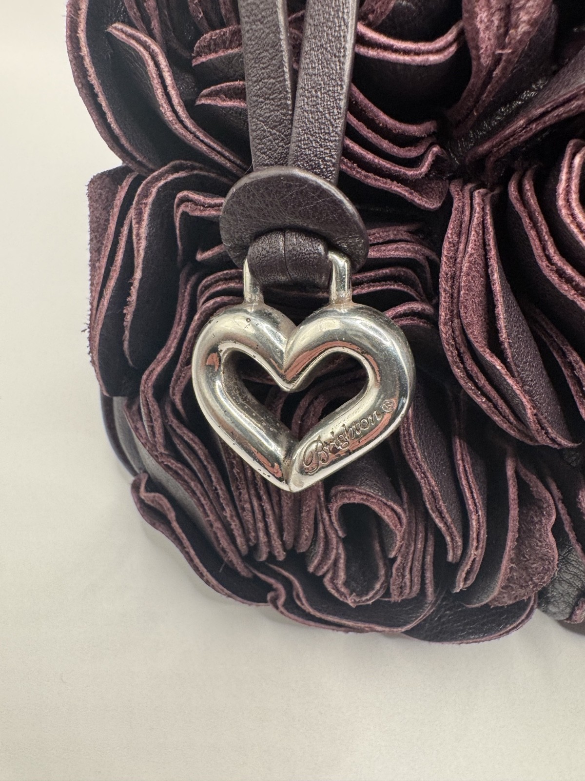 Brighton Velvet Rose Masterpiece Collection, Eggplant Leather Hobo Purse