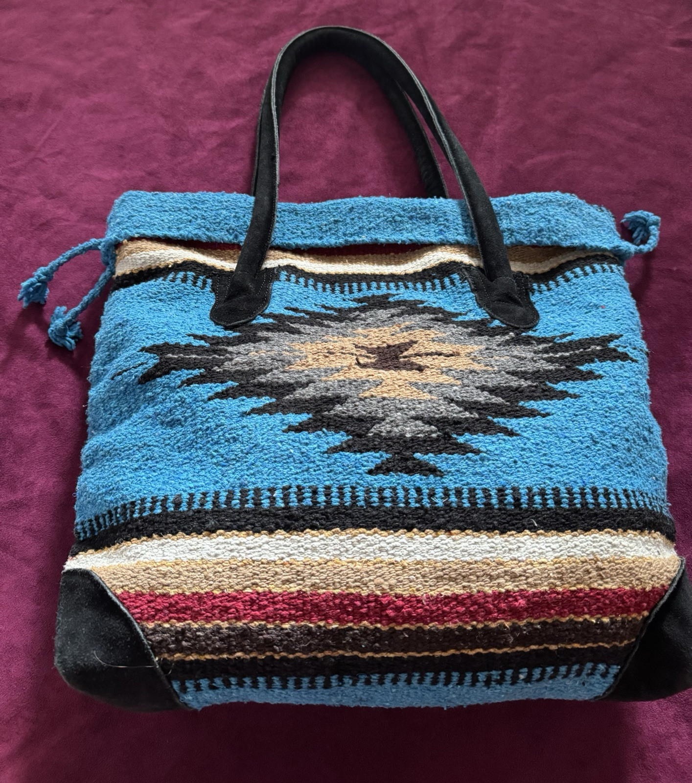 El Paso Saddle Blanket Co Tote Bag Southwest Western Aztec Large Purse 16″×16″