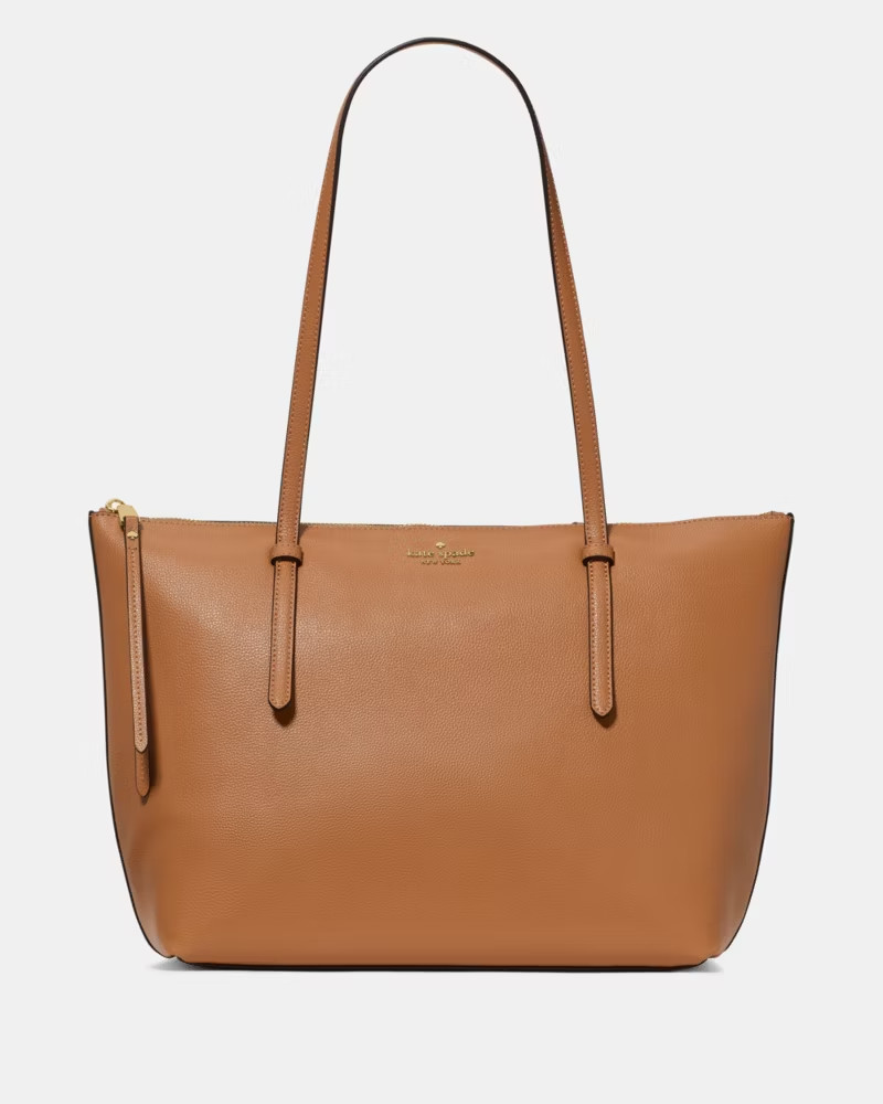 New Kate Spade All Day Tote Bag Large Bungalow Brown Pebble Leather Purse KO140