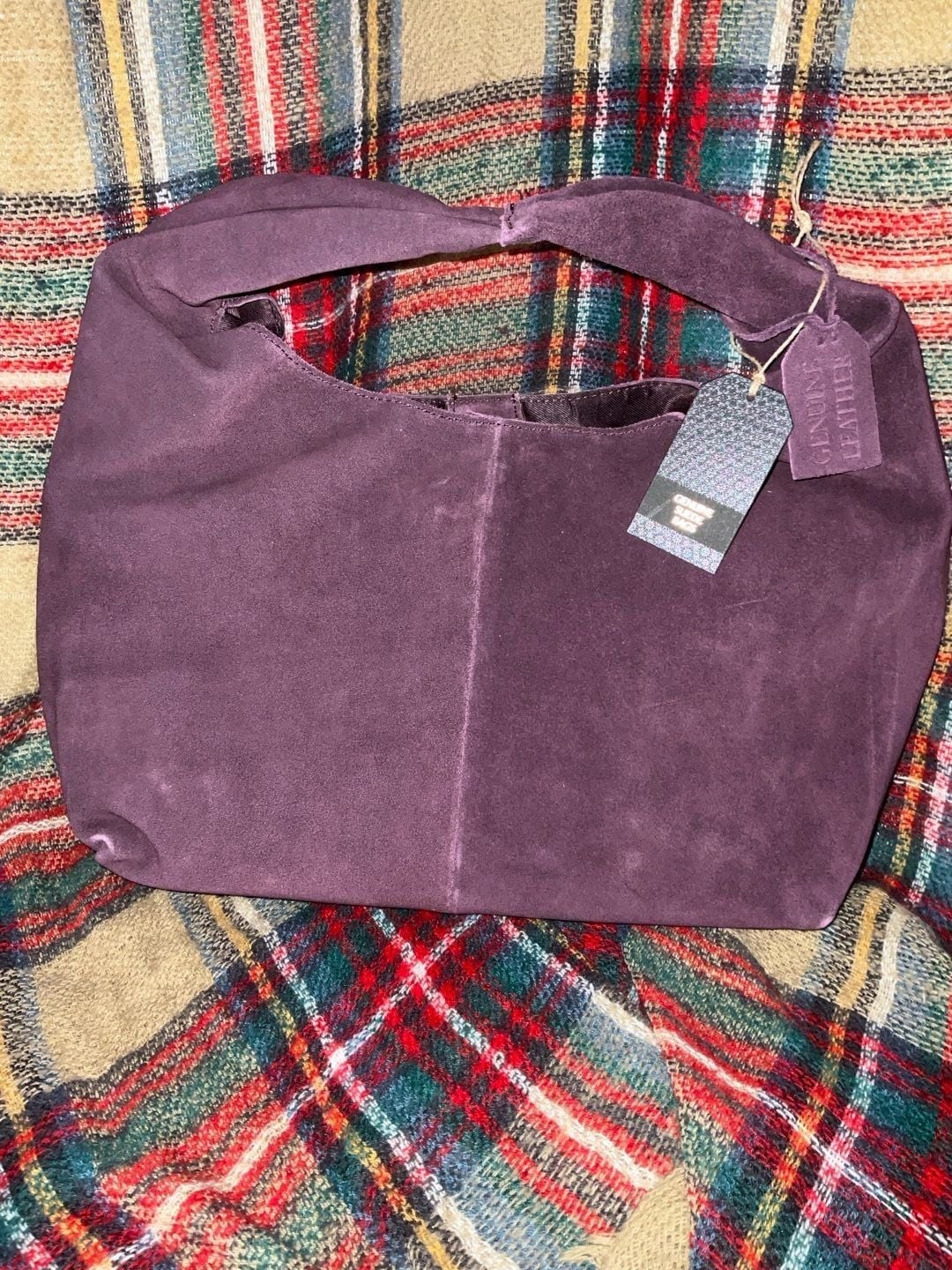 Borla Bag Custom Purple Genuine Suede Leather Slouchy Hobo Shoulder Bag