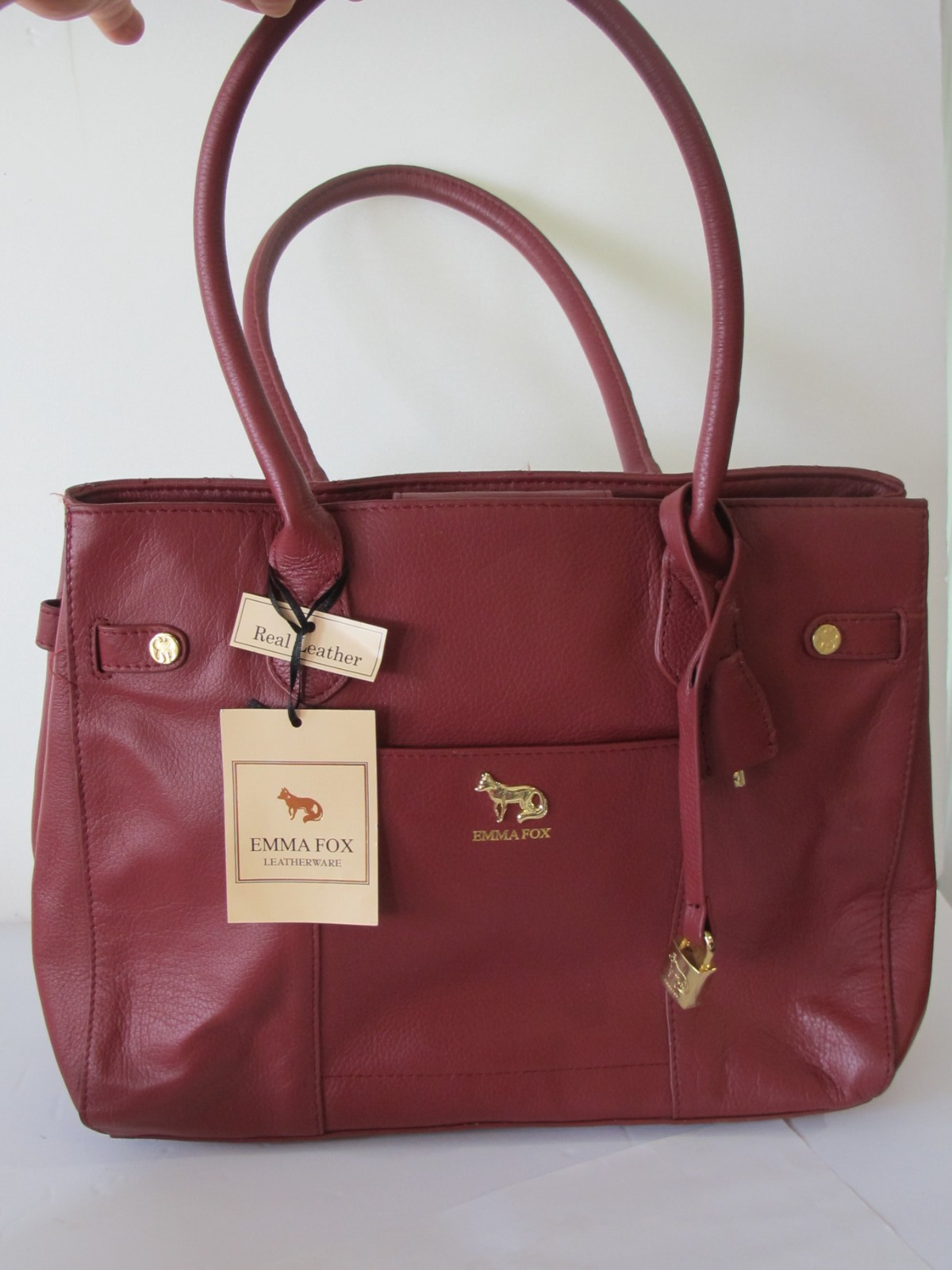 Lovely EMMA FOX Leather Red Purse Tote nwt