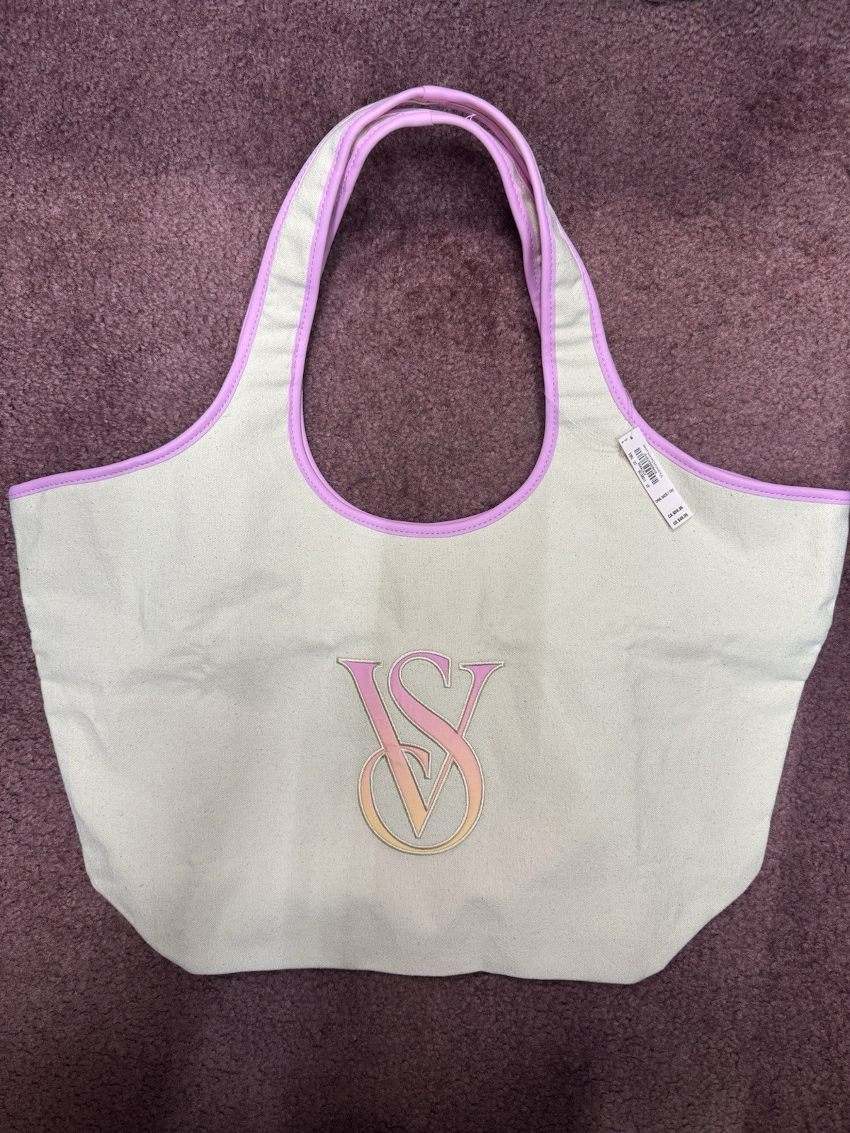 Victoria’s Secret Canvas Tote Heritage Stripe Rope Snap Closure NWT/PACKAGING