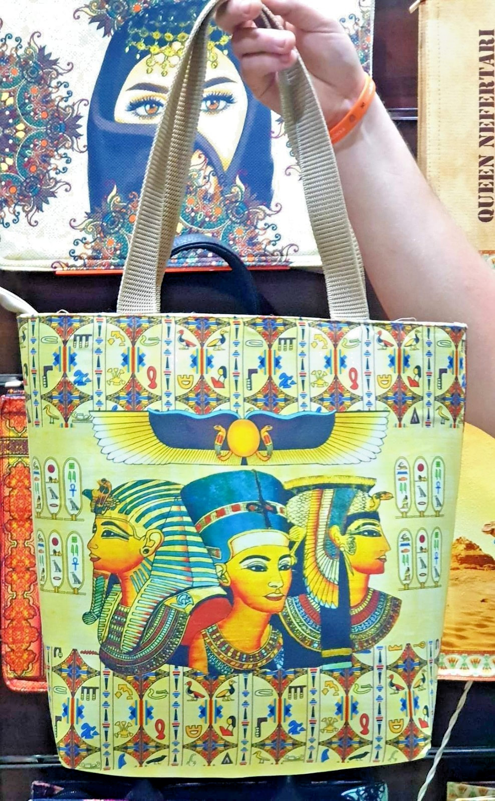 RARE Cleopatra Egyptian Tote Bag Durable Canvas Handbag for Everyday Use WOMEN