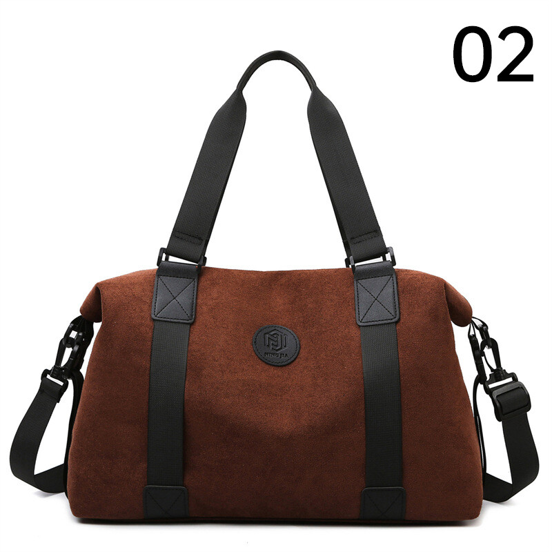 Unisex Travel Bag Storage Tote Suede Handbags Large Capacity Portable Gym Zipper