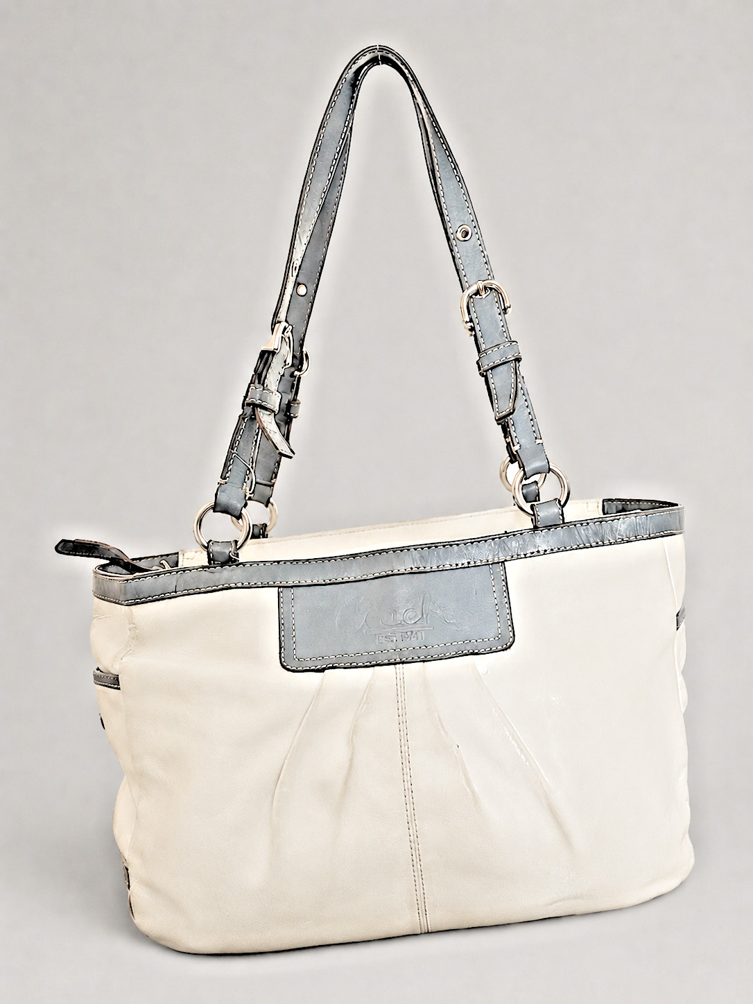 Coach Leather Shoulder Bag/Purse Pleated, Cream Color F13759