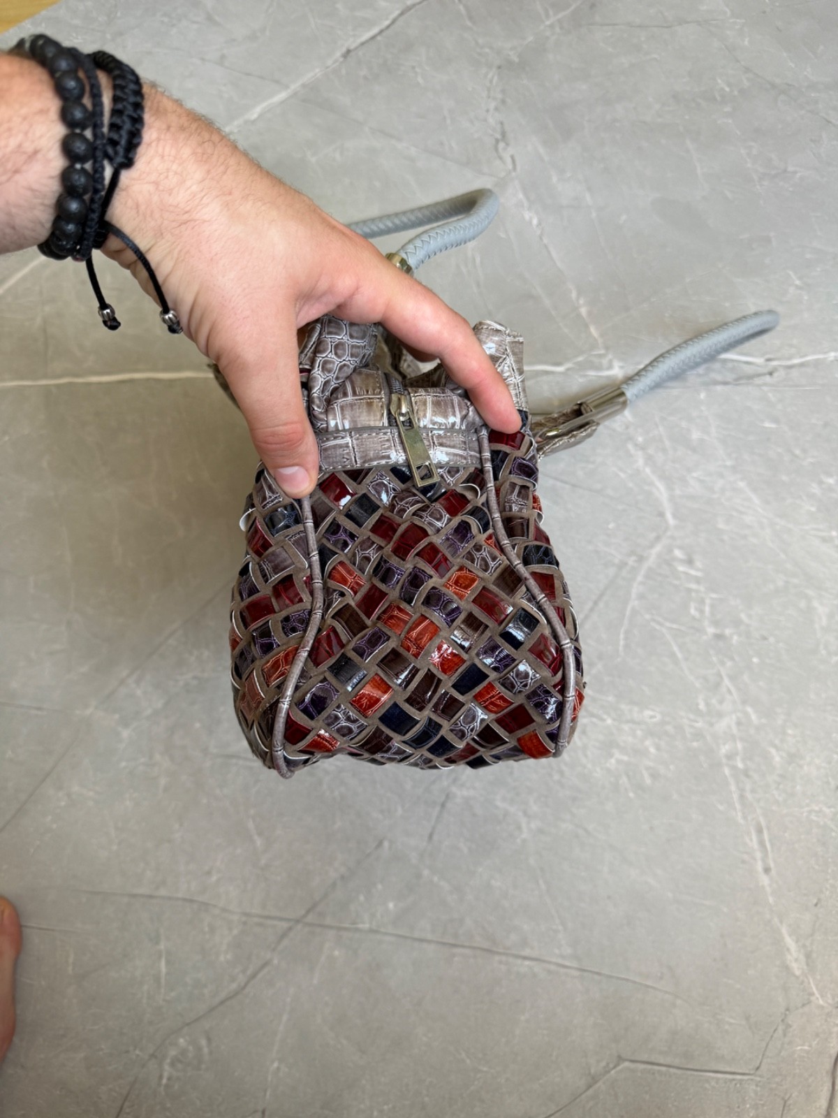Vintage Dolce & Gabbana Lacquered Woven Shoulder Bag Y2K