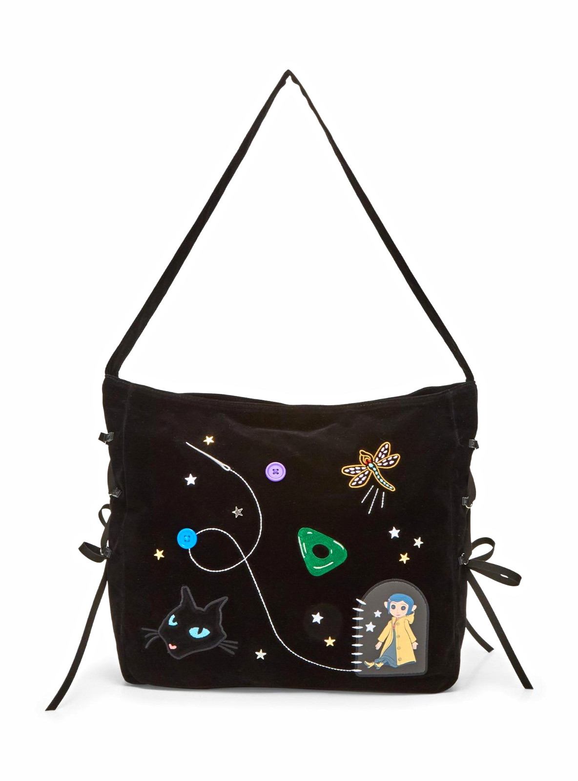 Coraline Her Universe Coraline Icon Embroidered Hobo Bag NEW WITH TAGS