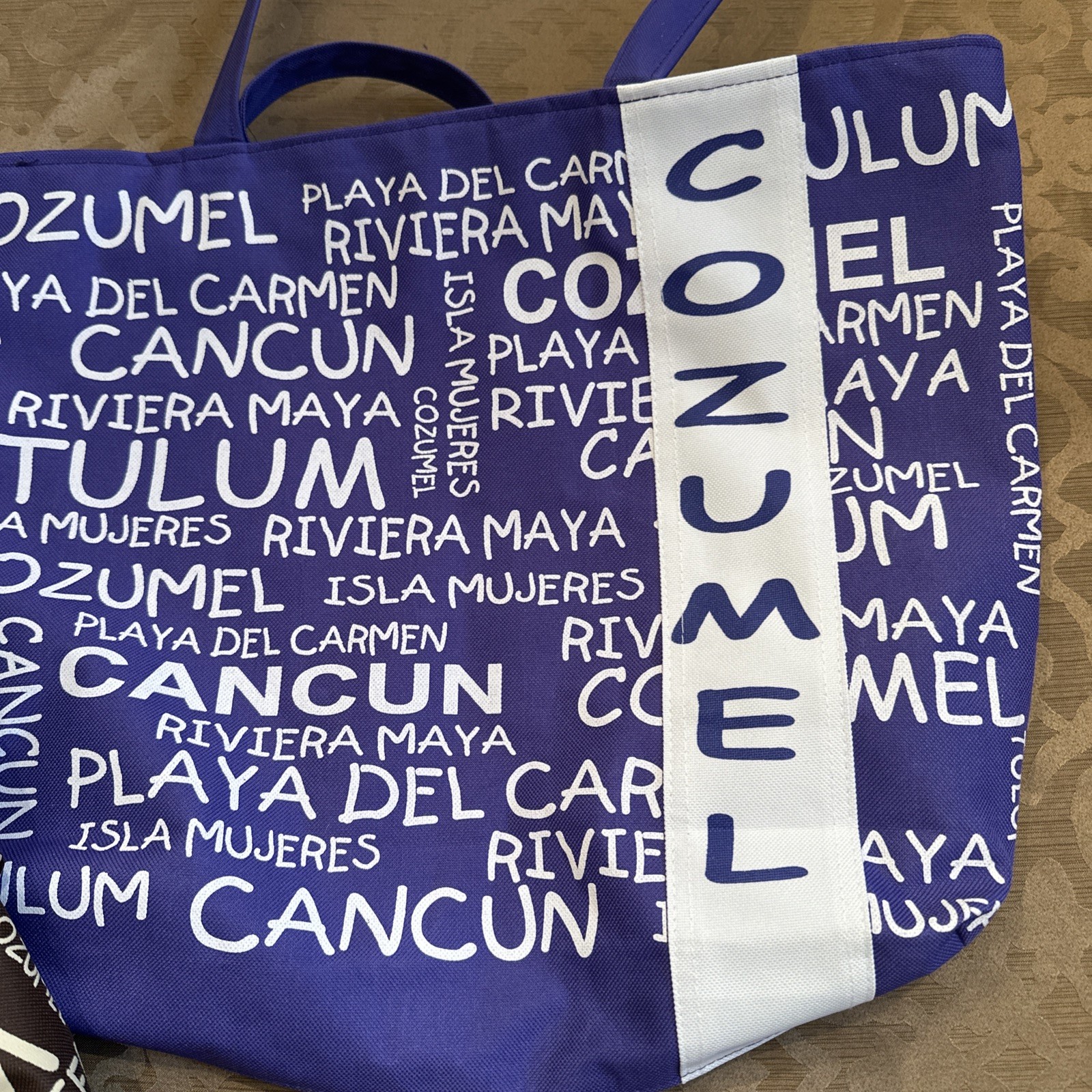 Cozumel Mexico Canvas Tote Bag Purple Cancun Tulum Riviera Maya Souvenir Beach