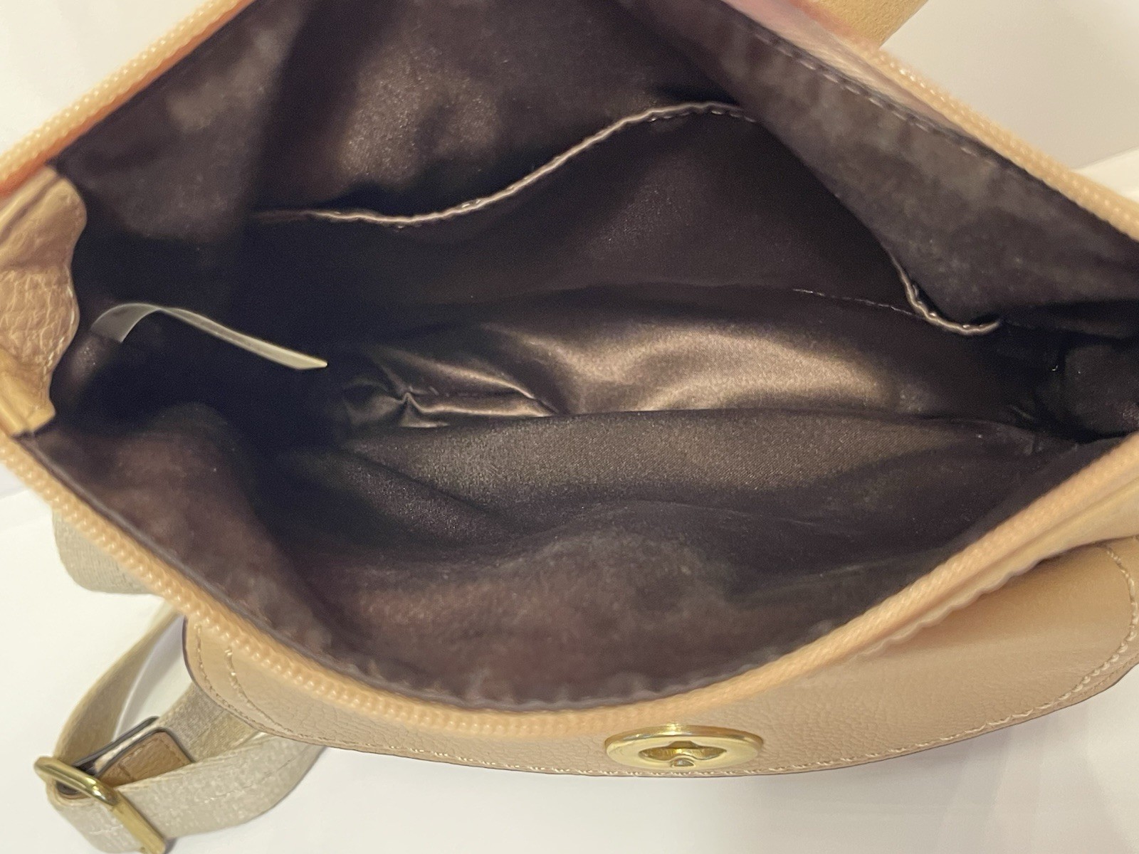Coach Park Nude Leather Swingpack Crossbody Zip & Turn lock Brass Hardware Bag