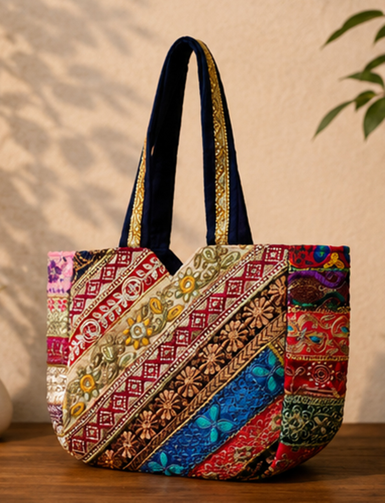 Elephant Print Tote Bag, Boho Shoulder Reusable Shopping, Indian Elephant