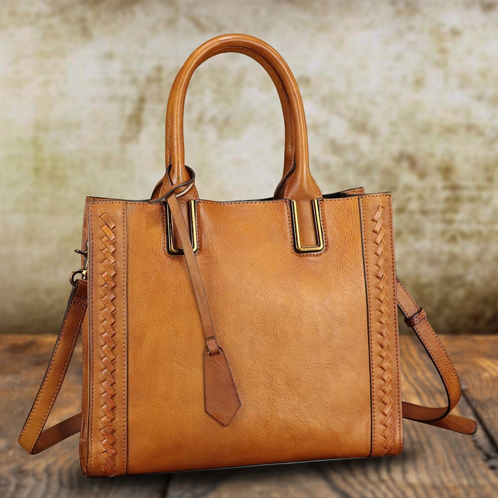 Genuine Leather Purses and Handbags Women Tote Bag Vintage Shoulder Bag Satchel