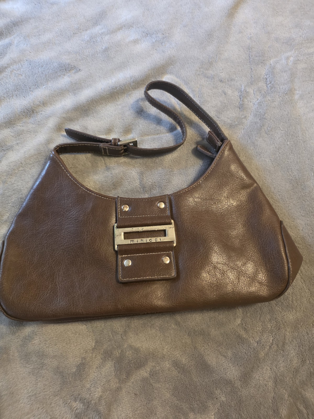 Vintage Minicci Vegan Leather Brown Shoulder Bag Purse with Chain Strap – Cute –