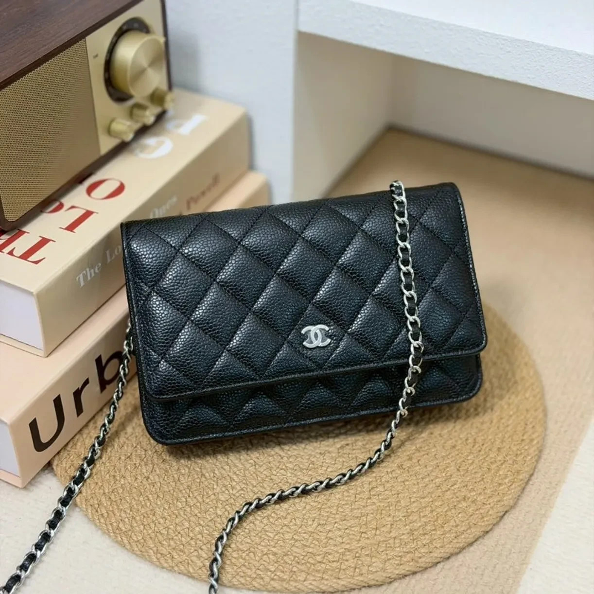 Chanel Wallet On A Chain Black With Silver Caviar