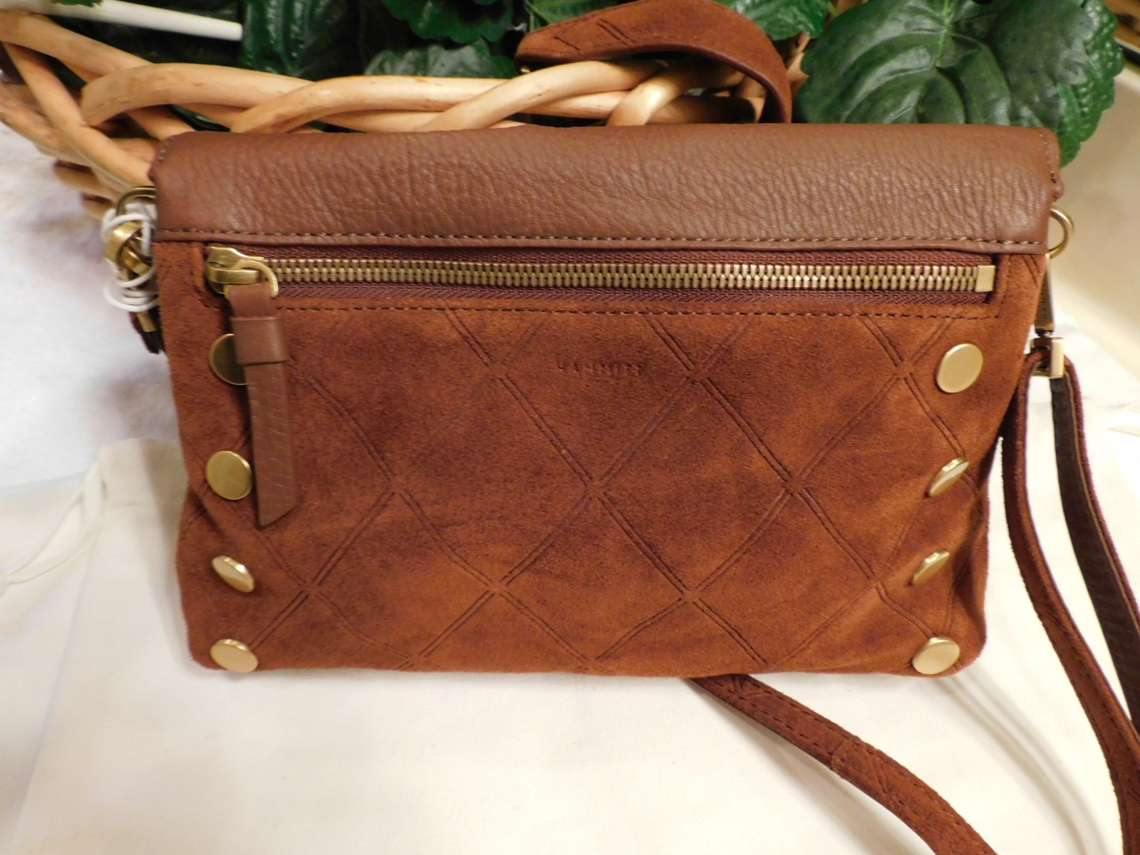 NWT HAMMITT DILLON SML CHOCOLATE DIAMOND SUEDE $445** FREE SHIPPING*