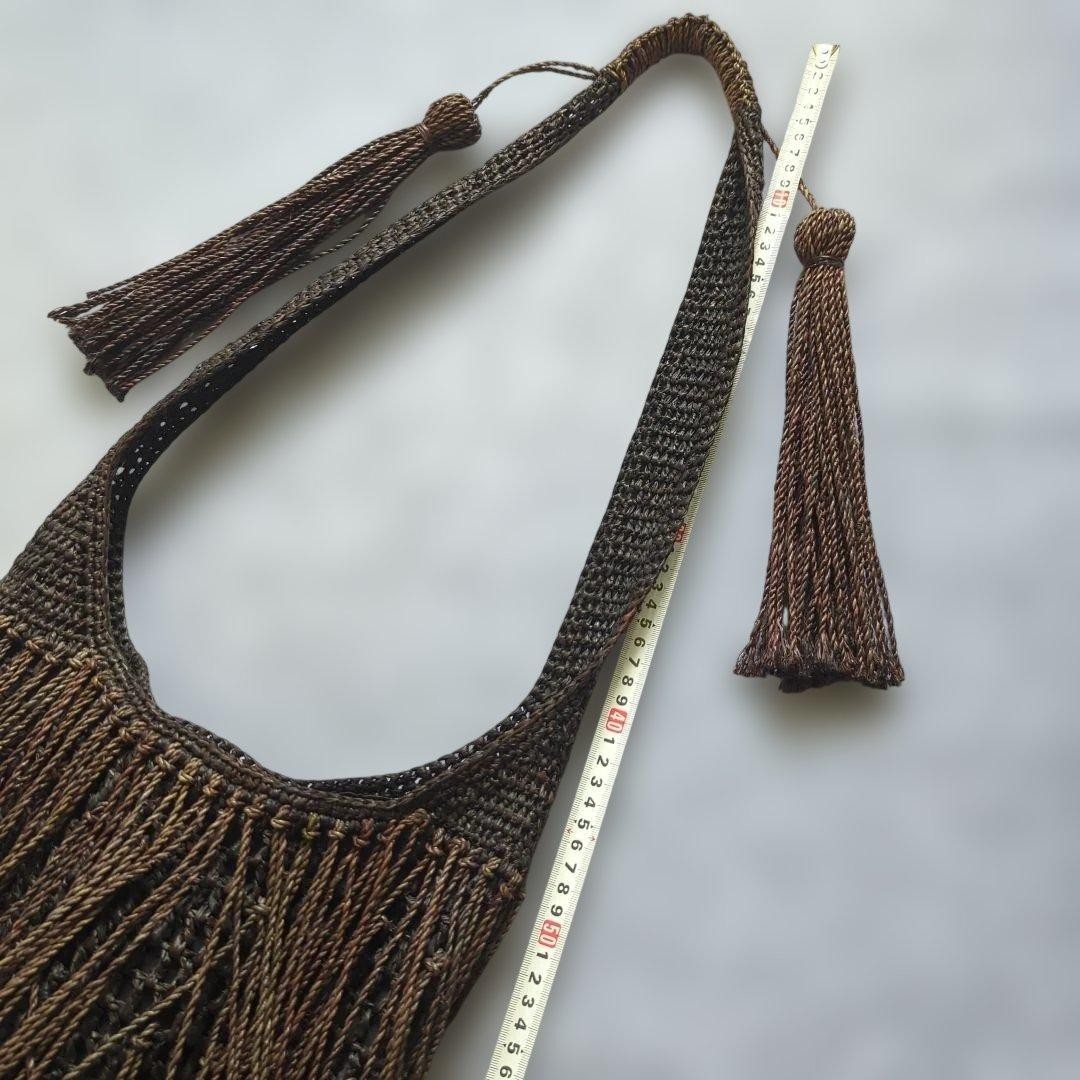 Rare HELEN KAMINSKI Fringe Crossbody Bag black Woven Straw Raffia Vintage